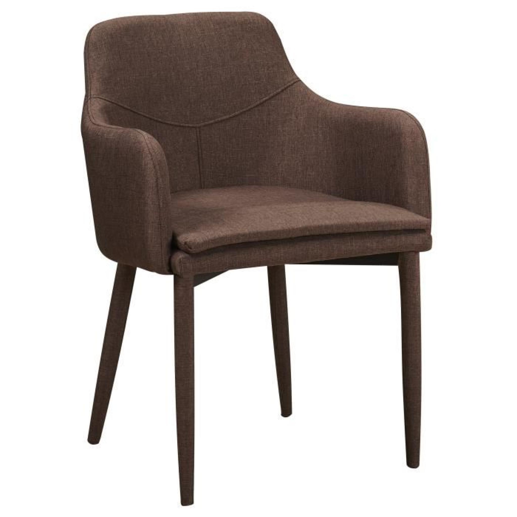Chaise en tissus design avec accoudoirs coloris chocolat
