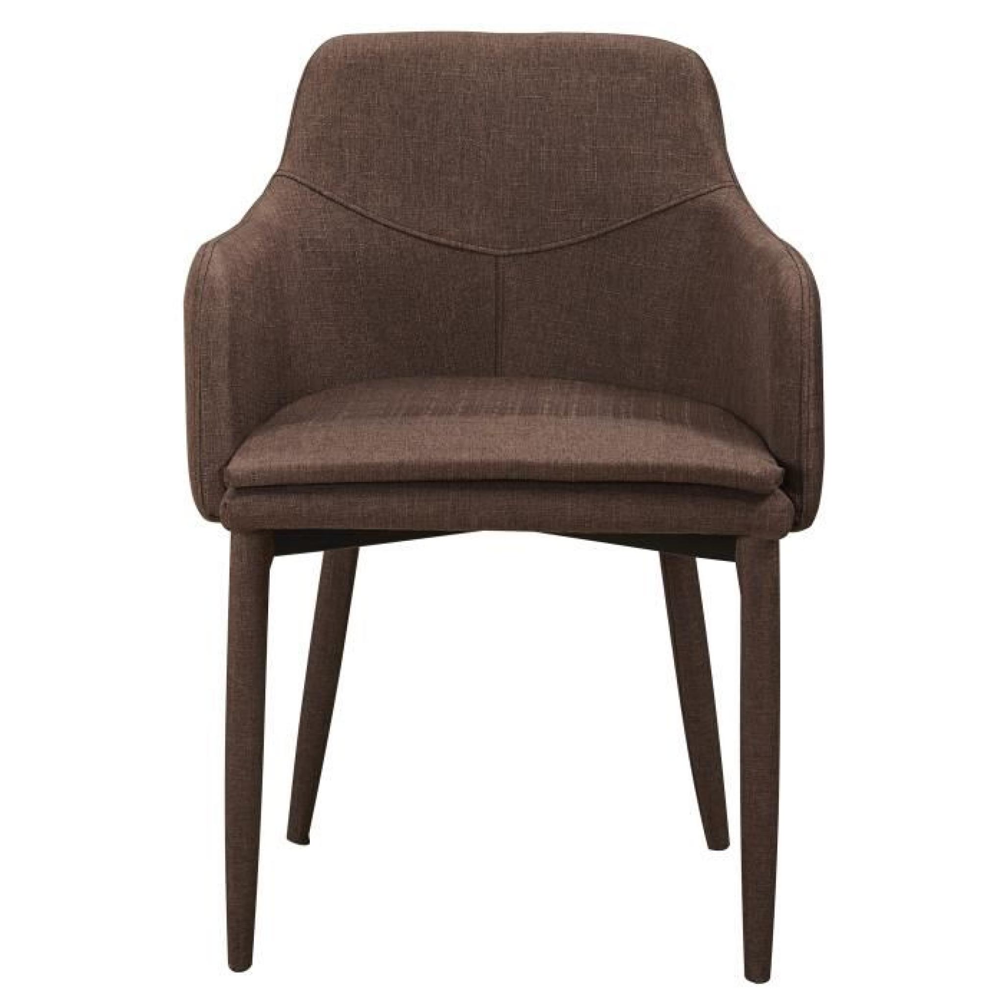 Chaise en tissus design avec accoudoirs coloris chocolat pas cher