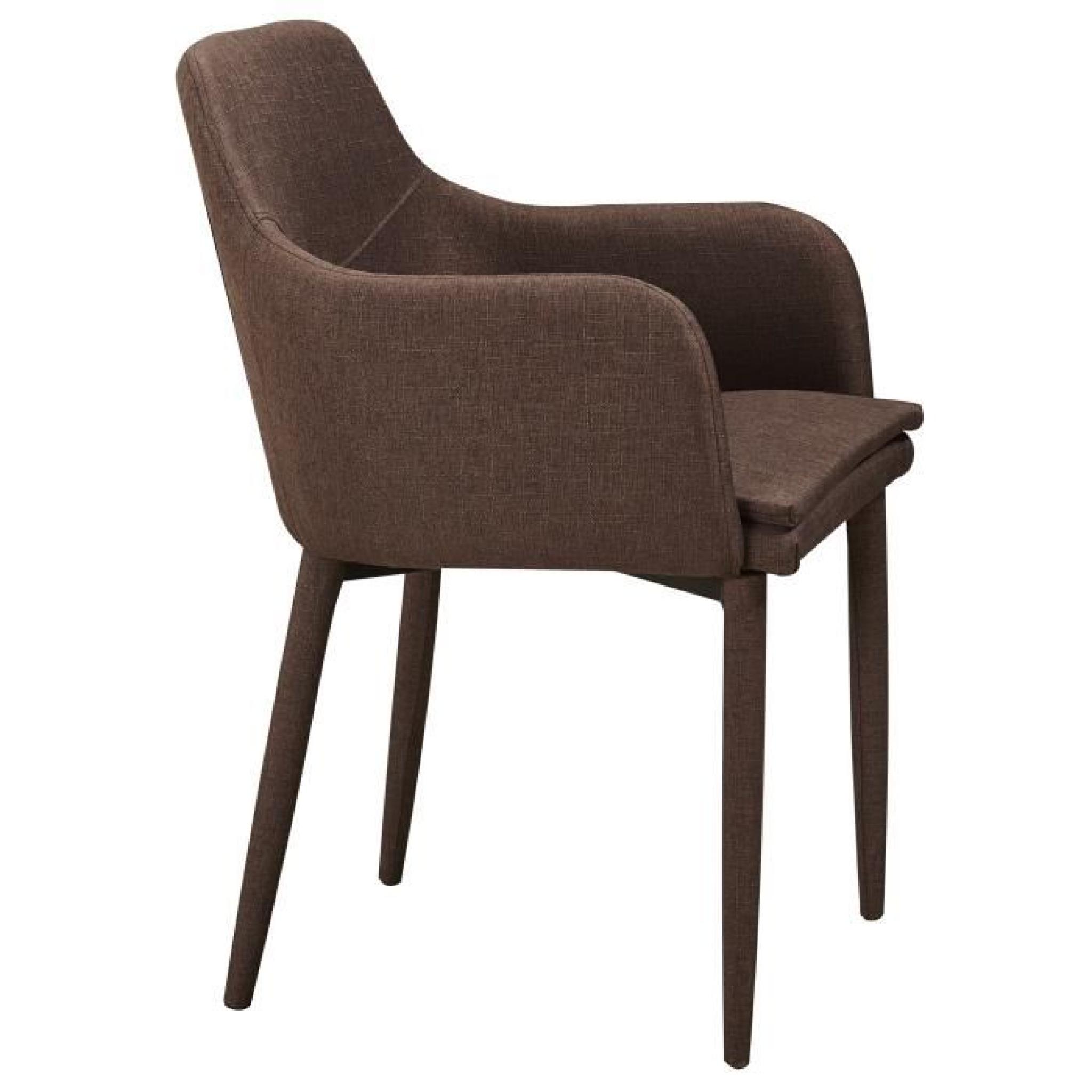 Chaise en tissus design avec accoudoirs coloris chocolat pas cher