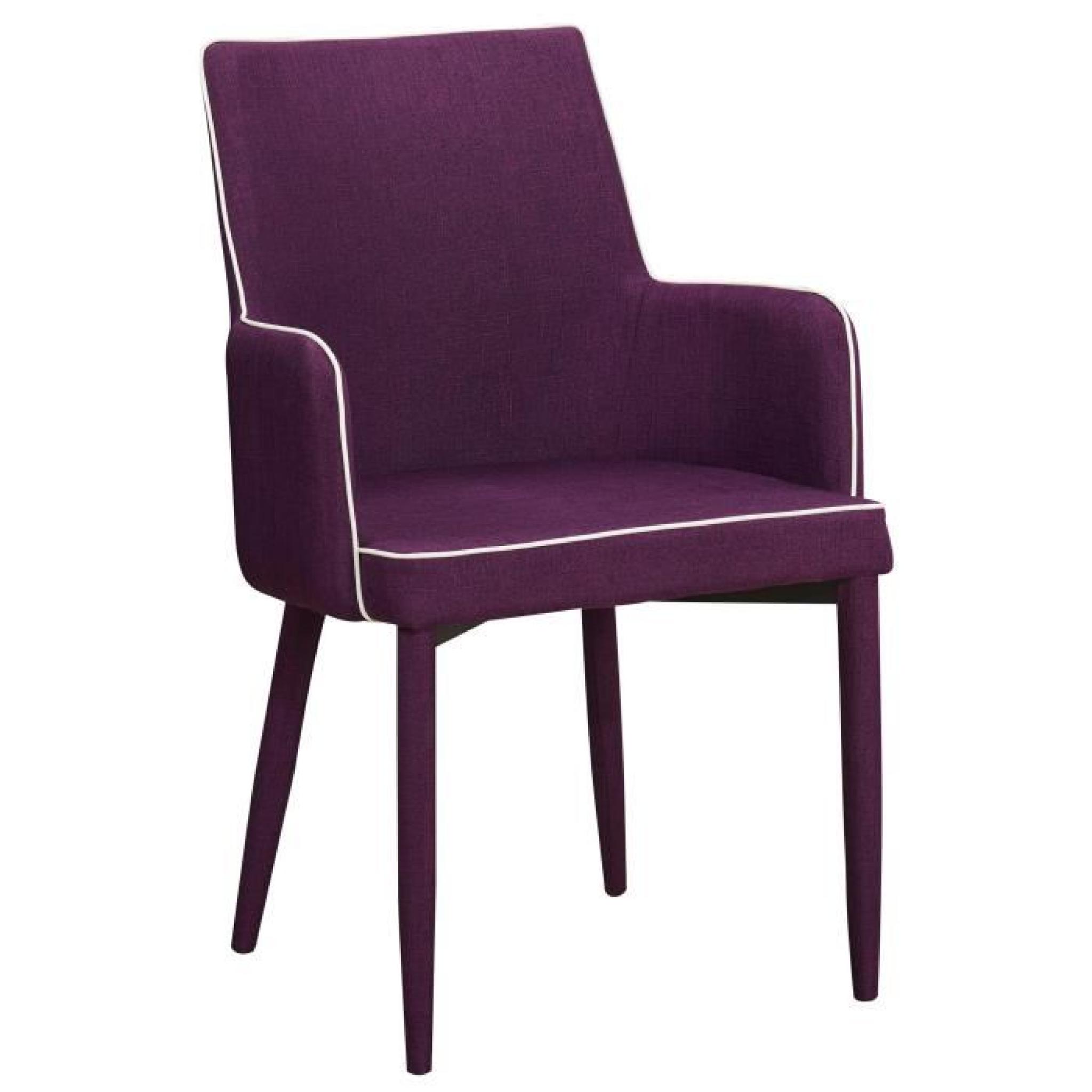 Chaise en tissus design ligne contrastée avec accoudoirs coloris rouge cinabre