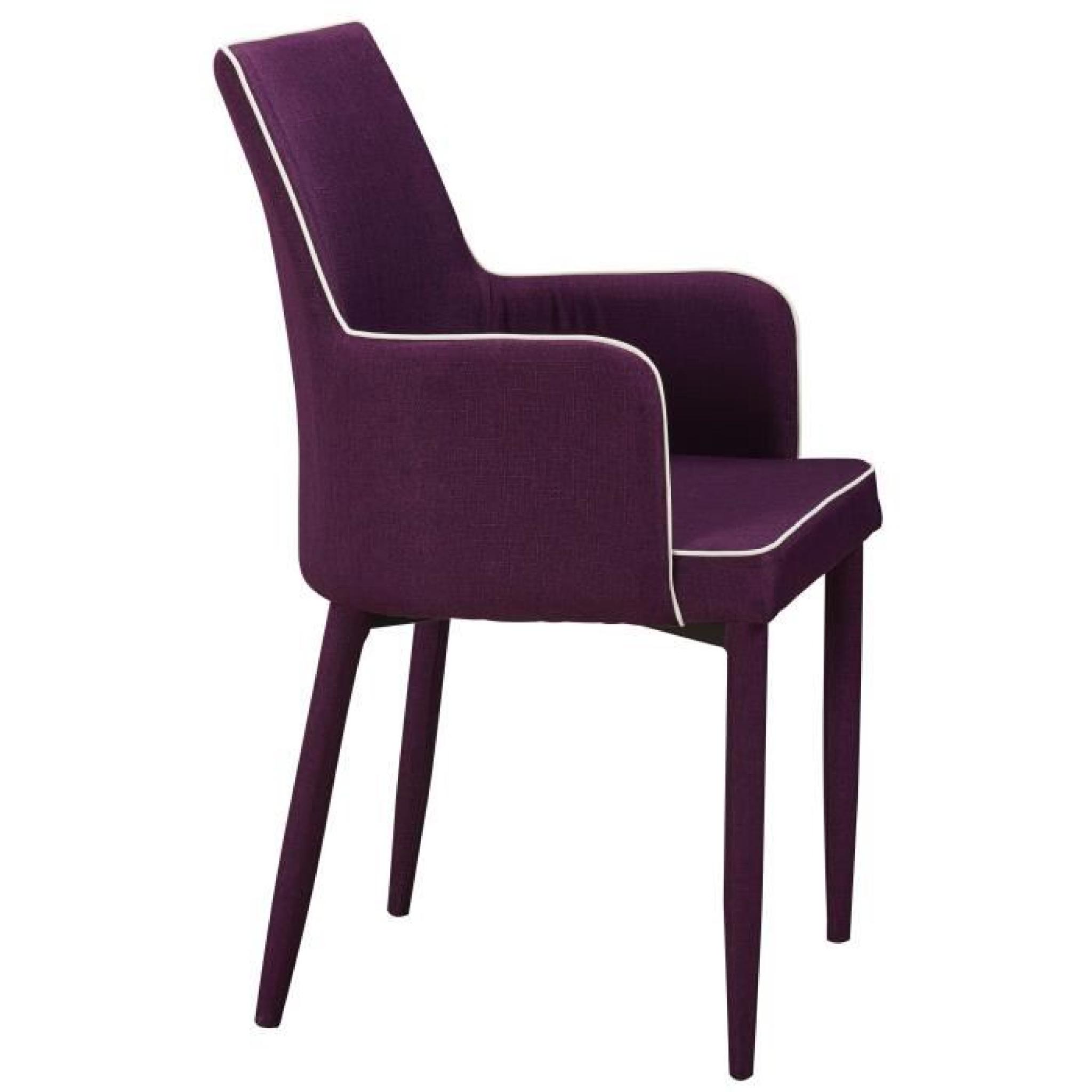 Chaise en tissus design ligne contrastée avec accoudoirs coloris rouge cinabre pas cher