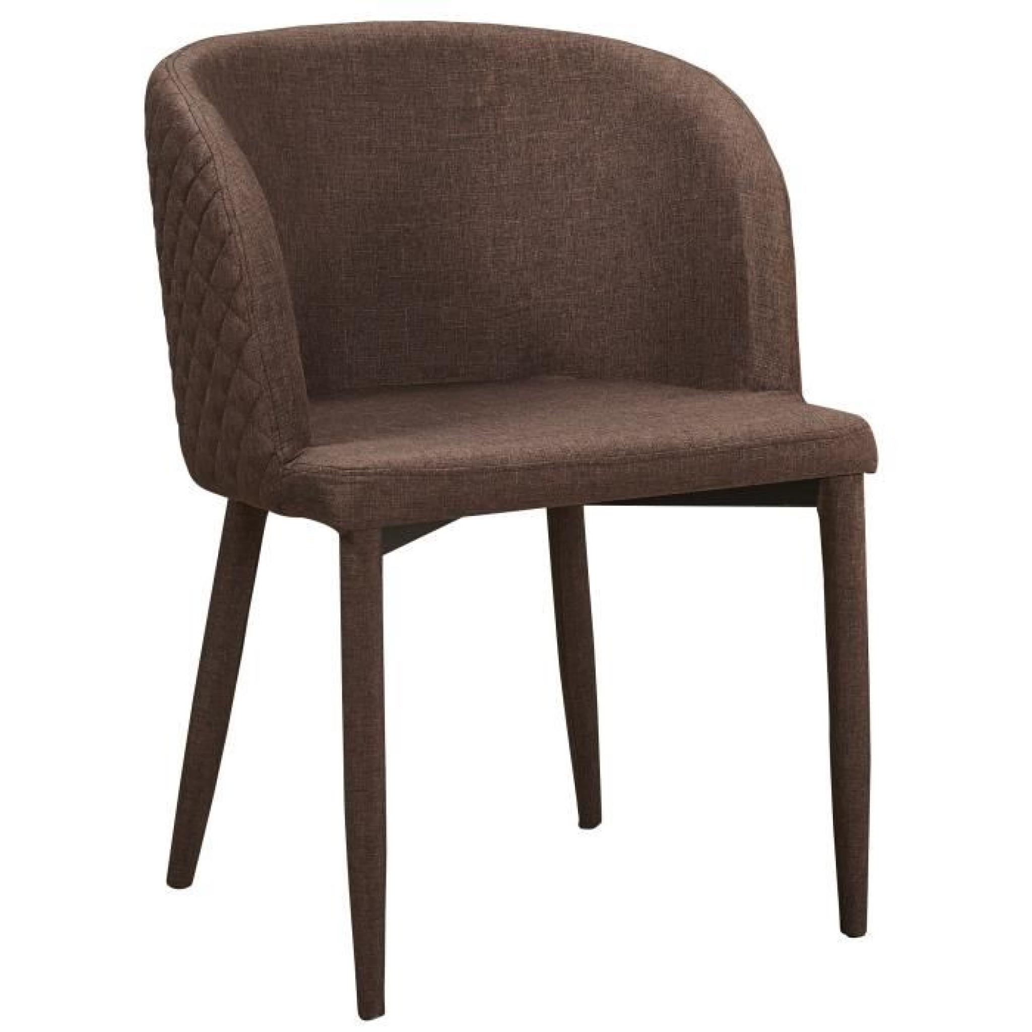 Chaise en tissus design quadrillé avec accoudoirs coloris beige