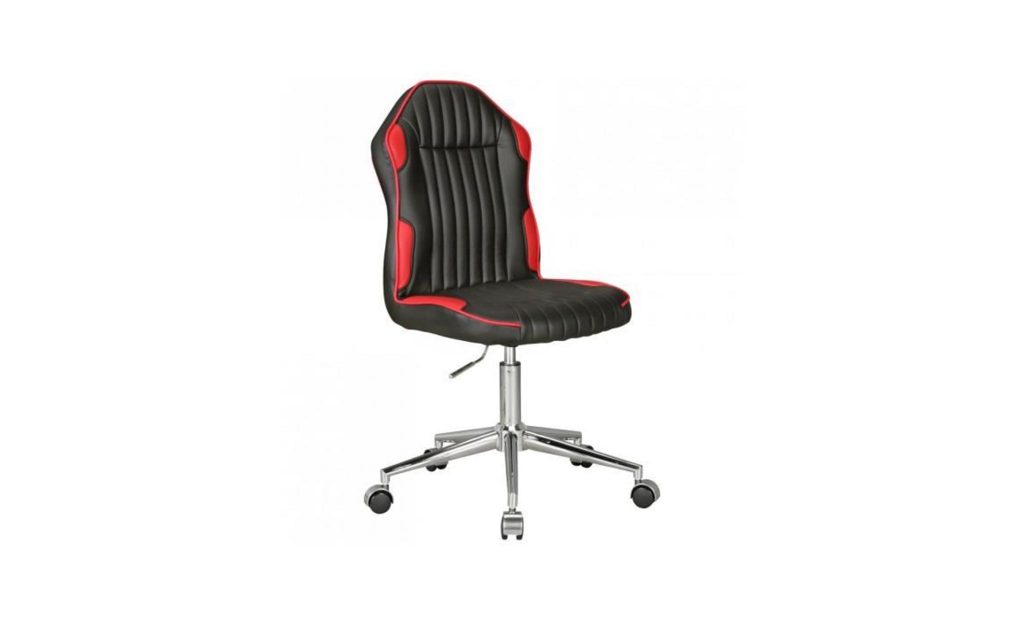 chaise ergonomique pour enfant en pvc réglable en hauteur à 5 roulettes coloris noir et rouge