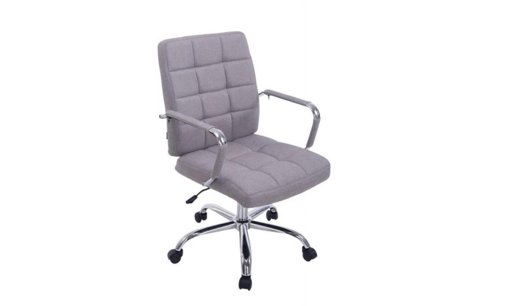 chaise fauteuil de bureau à roulettes en tissu gris foncé hauteur réglable bur10110