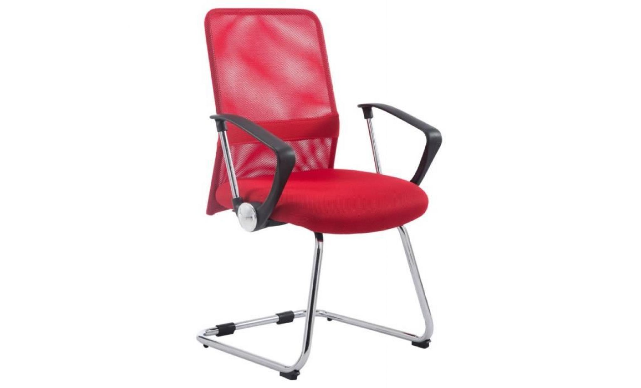 chaise fauteuil de bureau avec accoudoirs en maille rouge sans roulette bur10192