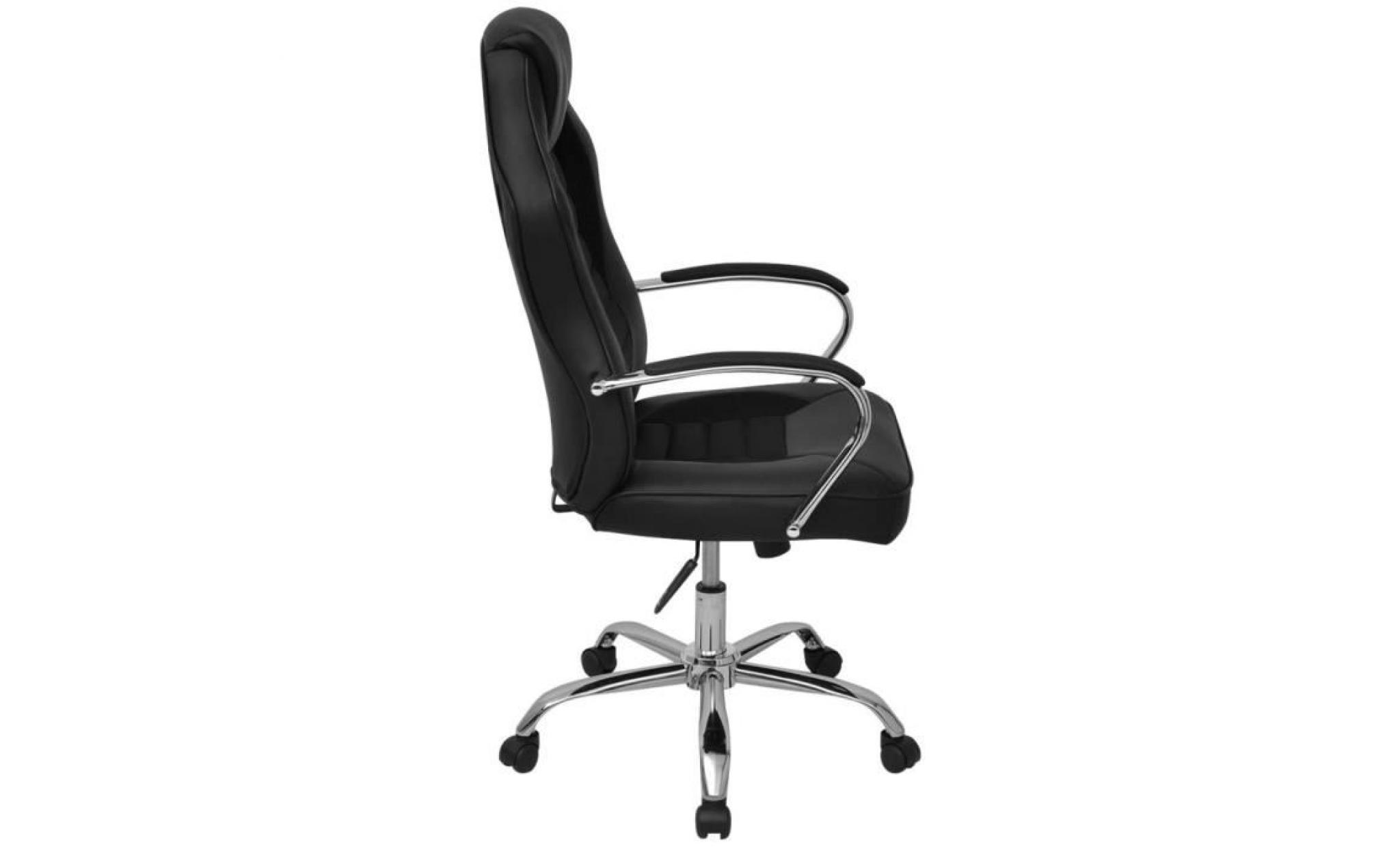 chaise fauteuil de bureau en cuir artificiel 57 x 64 x (108 116) cm  noir pas cher