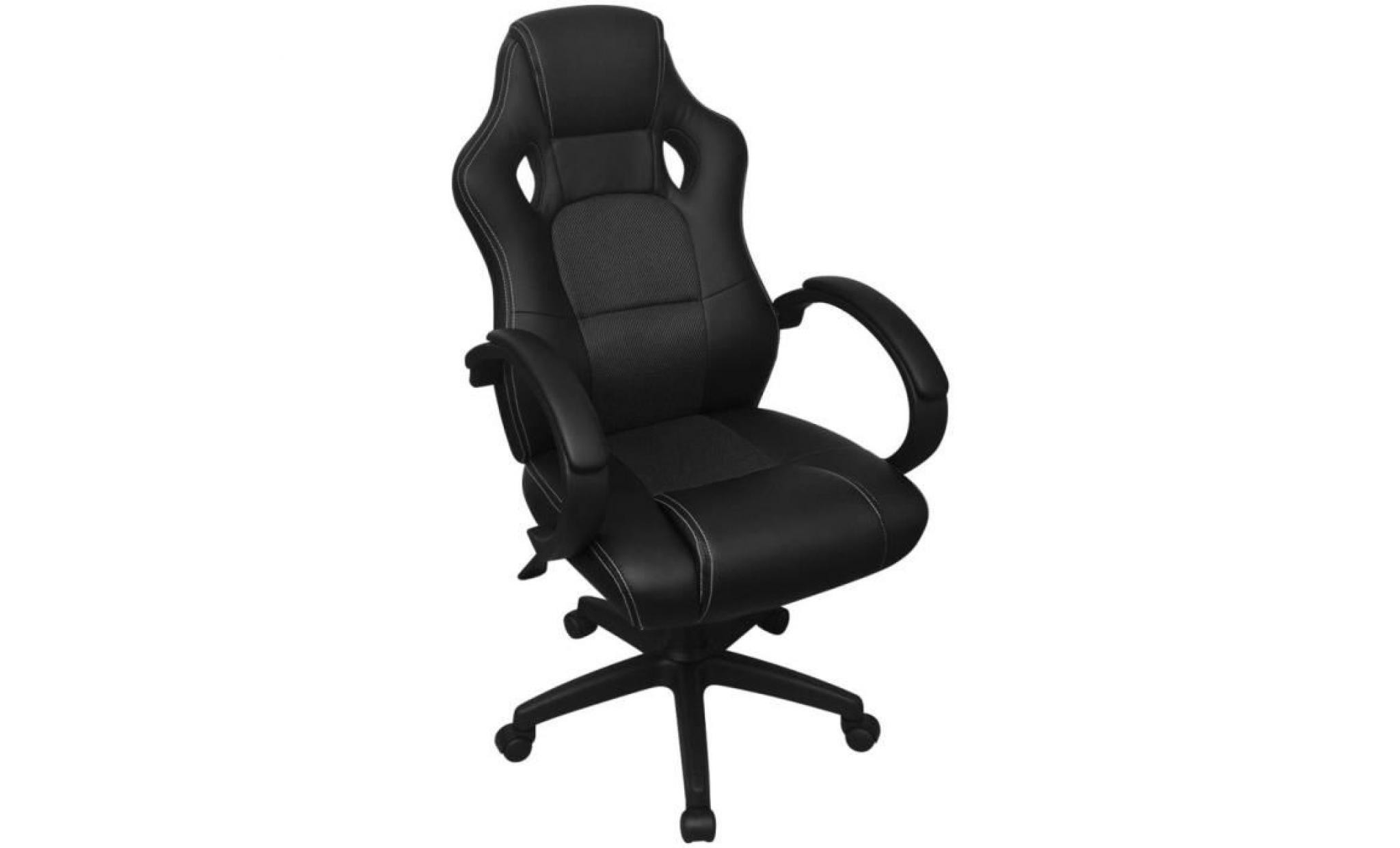 chaise fauteuil de bureau en cuir artificiel noir