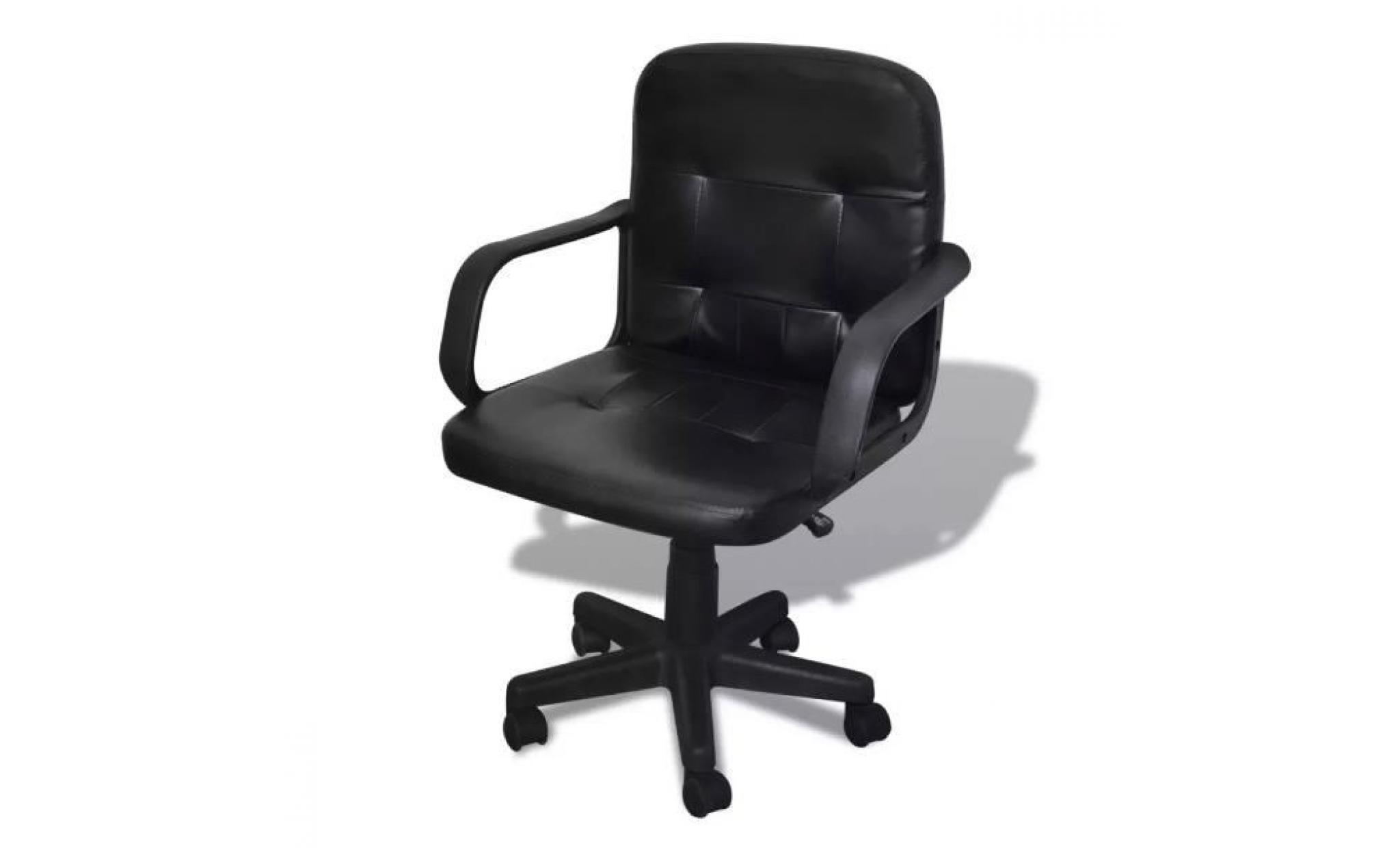 chaise   fauteuil de bureau en cuir synthétique noir matelassé style moderne