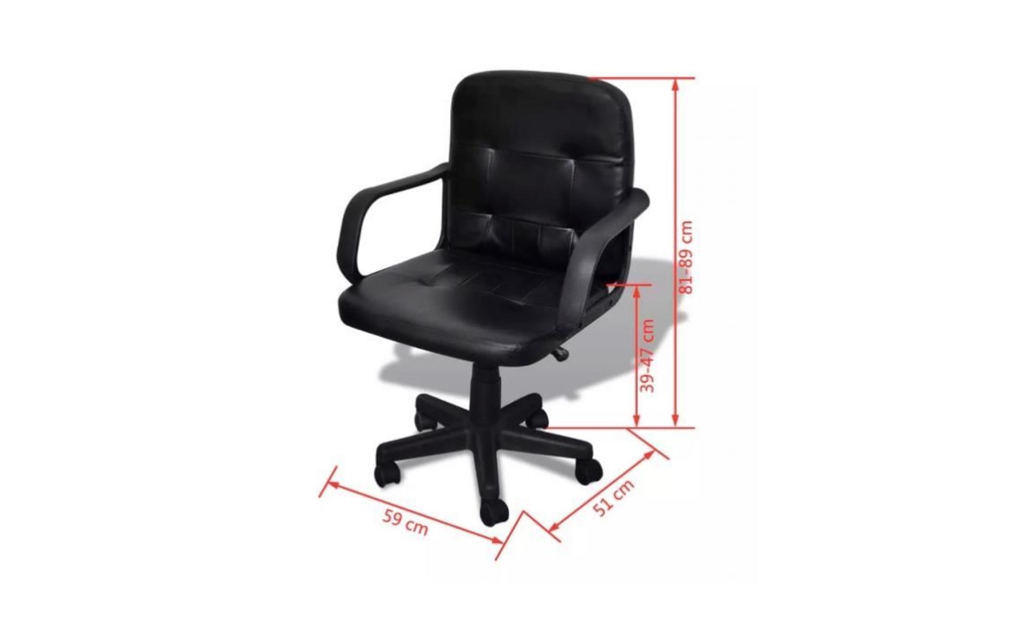 chaise   fauteuil de bureau en cuir synthétique noir matelassé style moderne pas cher