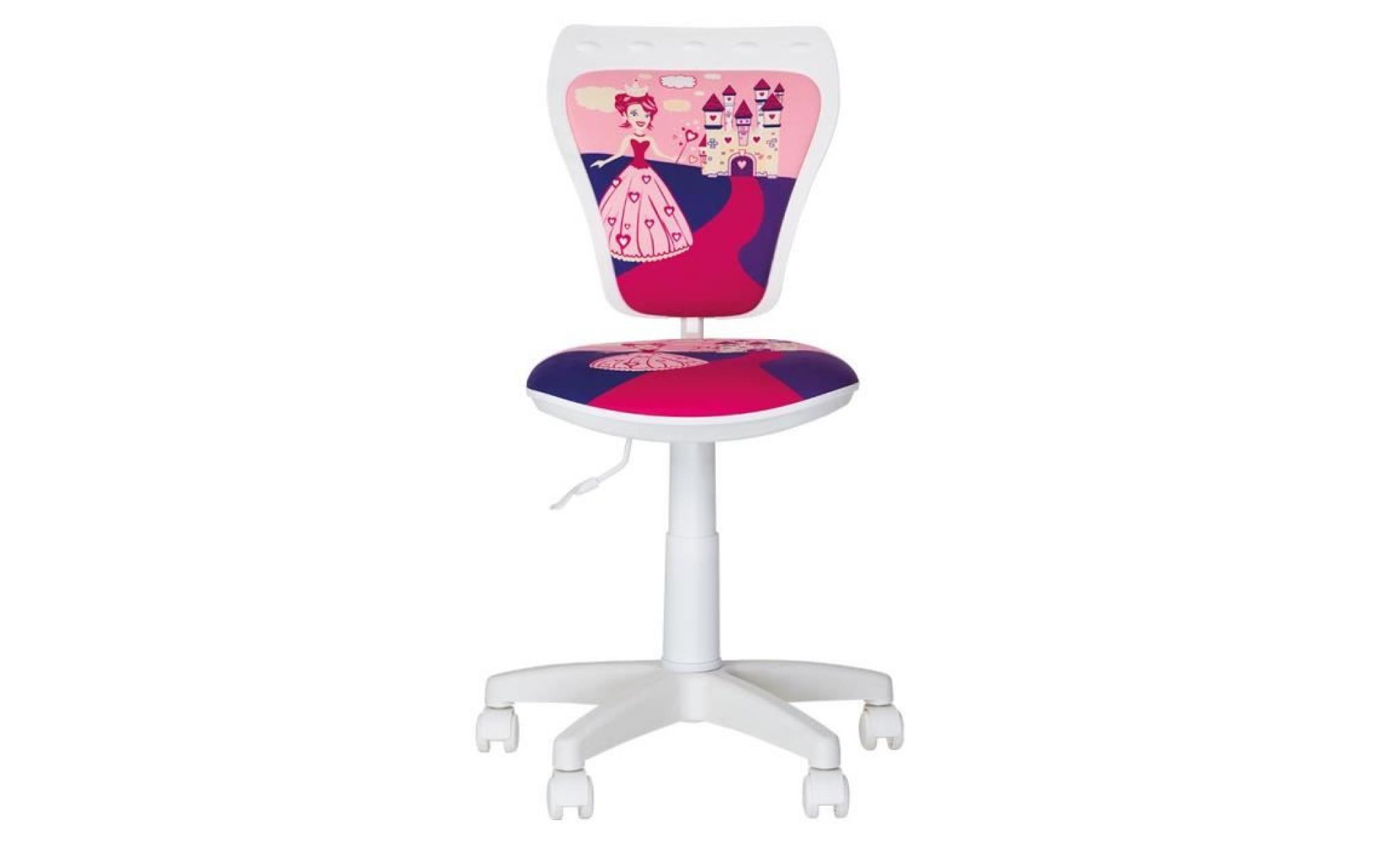 chaise, fauteuil de bureau enfant ministyle princesse rose / blanc. rose