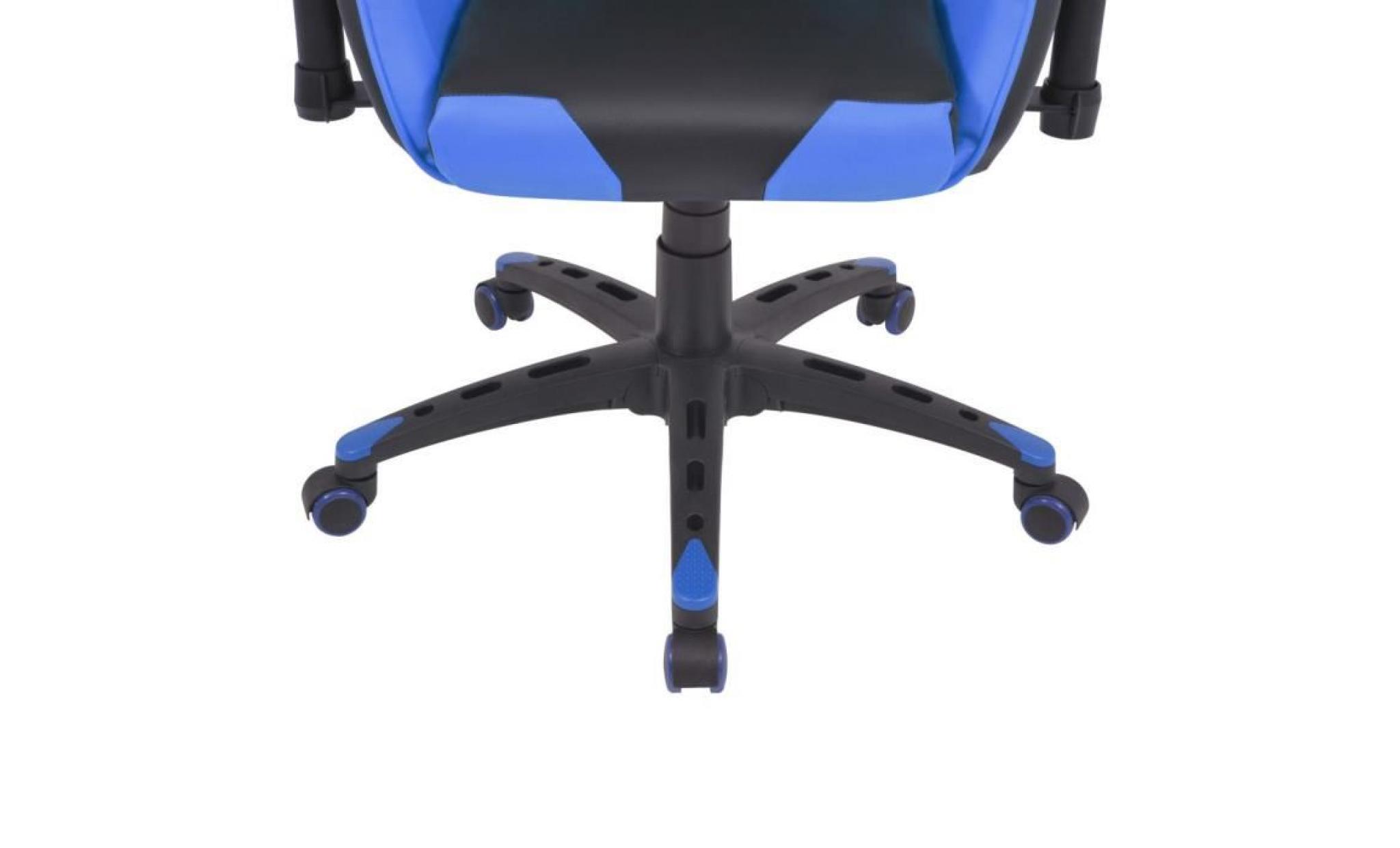 chaise fauteuil de bureau inclinable cuir artificielavec 5 roulettes en nylon flexibles  bleu pas cher