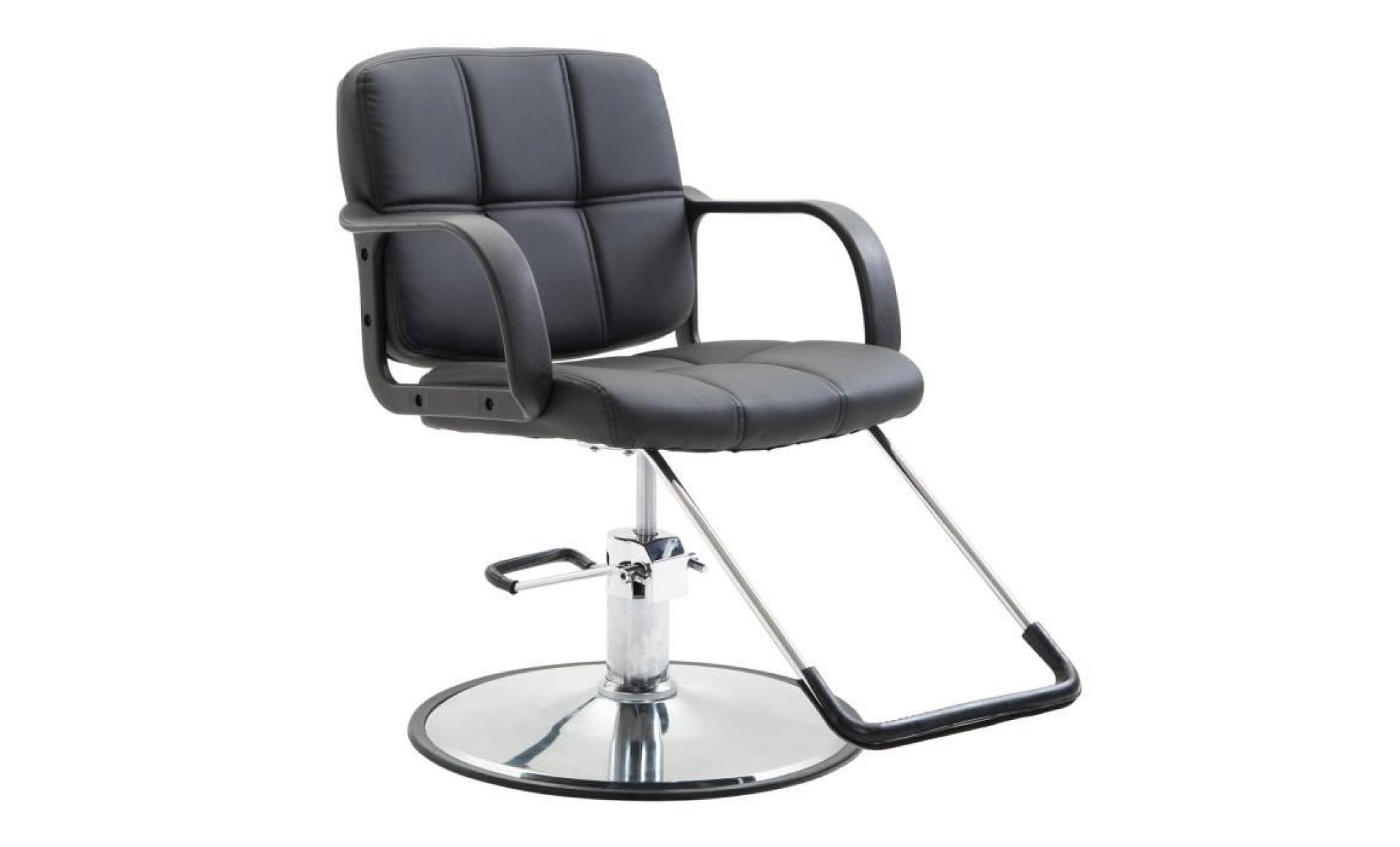 chaise fauteuil de coiffeur pivotant hauteur réglable repose pied base acier inox charge max. 110 kg similicuir capitonné noir 019