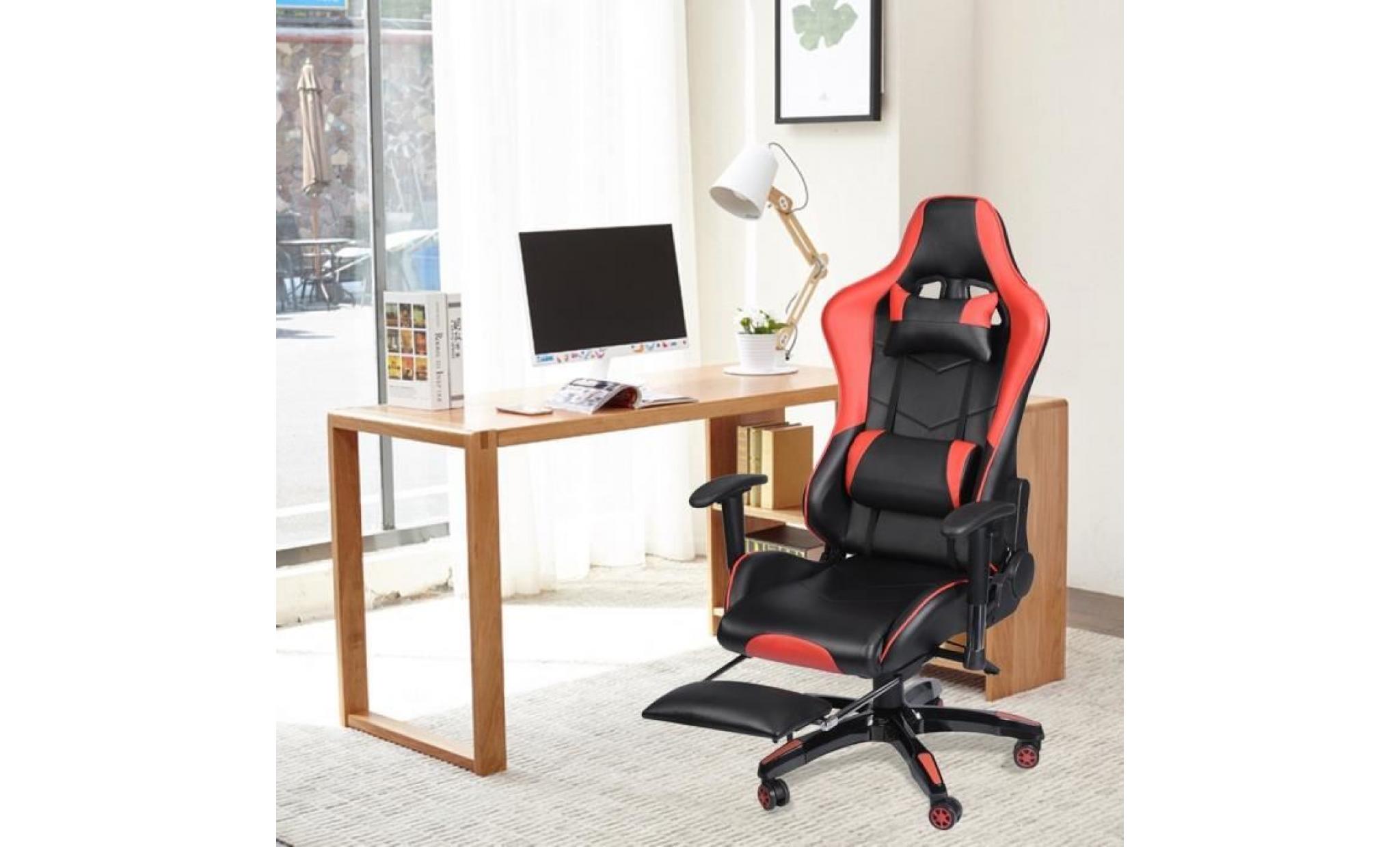 chaise fauteuil de jeu avec repose pieds télescopique rouge  130 140 cm pas cher