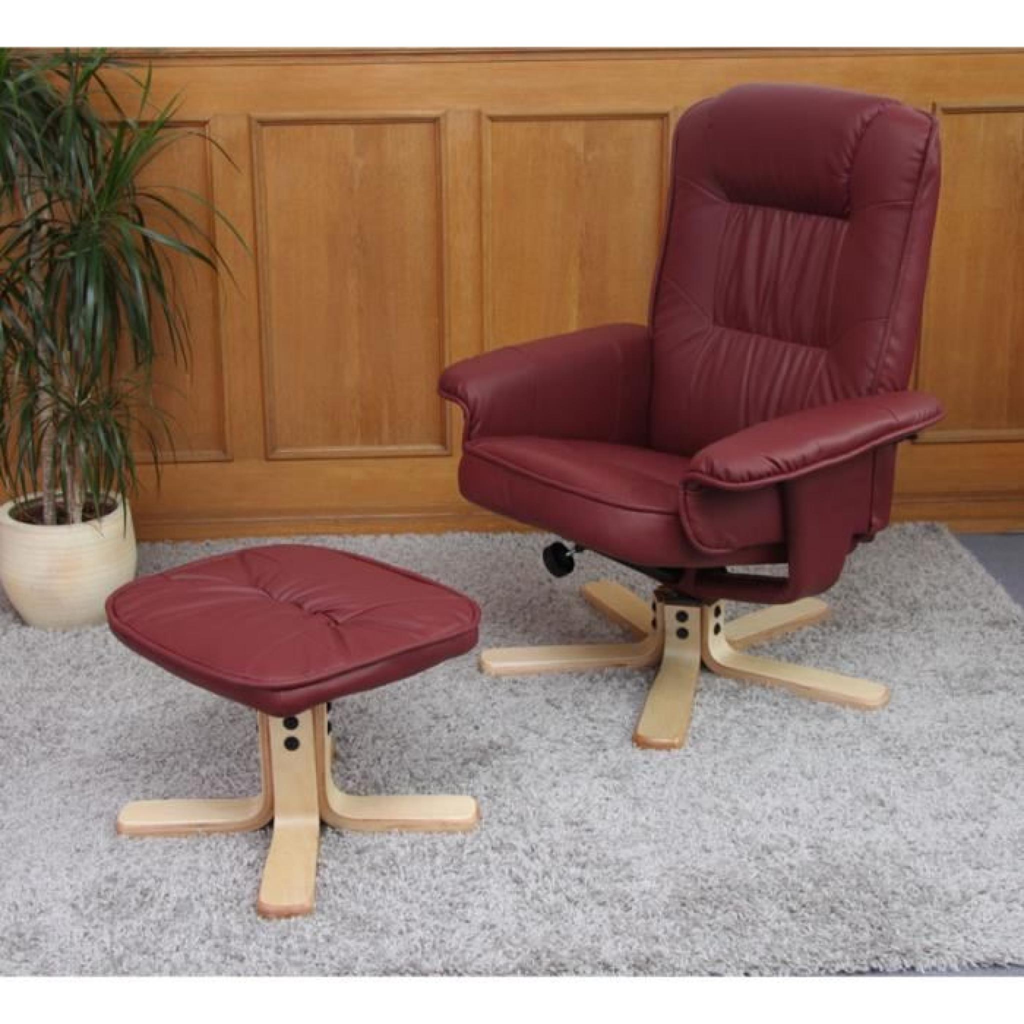 Chaise fauteuil inclinable + repos pied bordeaux