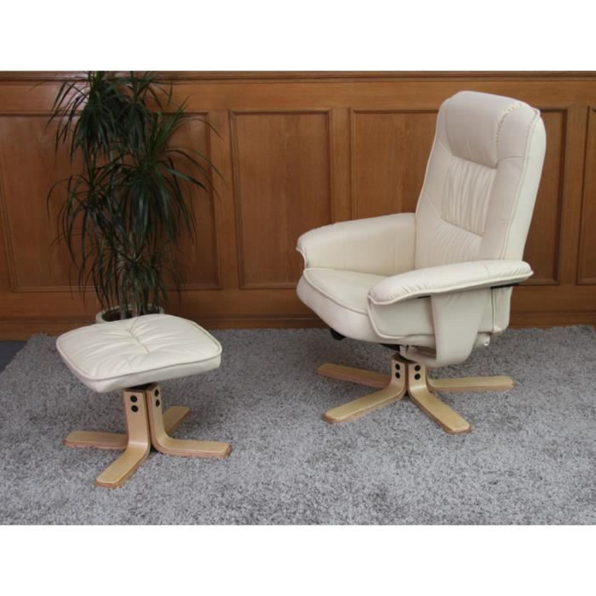 Chaise fauteuil inclinable + repos pied creme