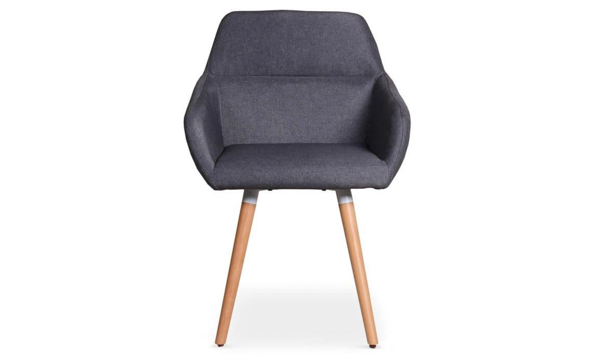 chaise   fauteuil scandinave frida tissu gris foncé