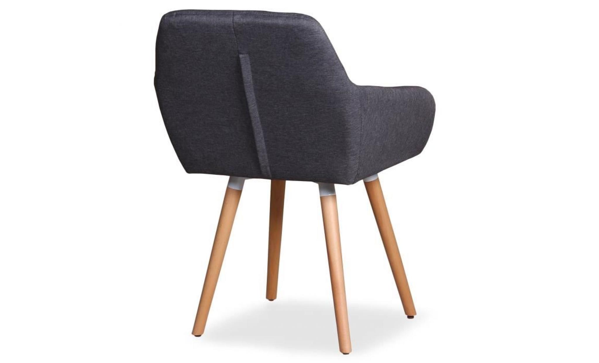 chaise   fauteuil scandinave frida tissu gris foncé pas cher