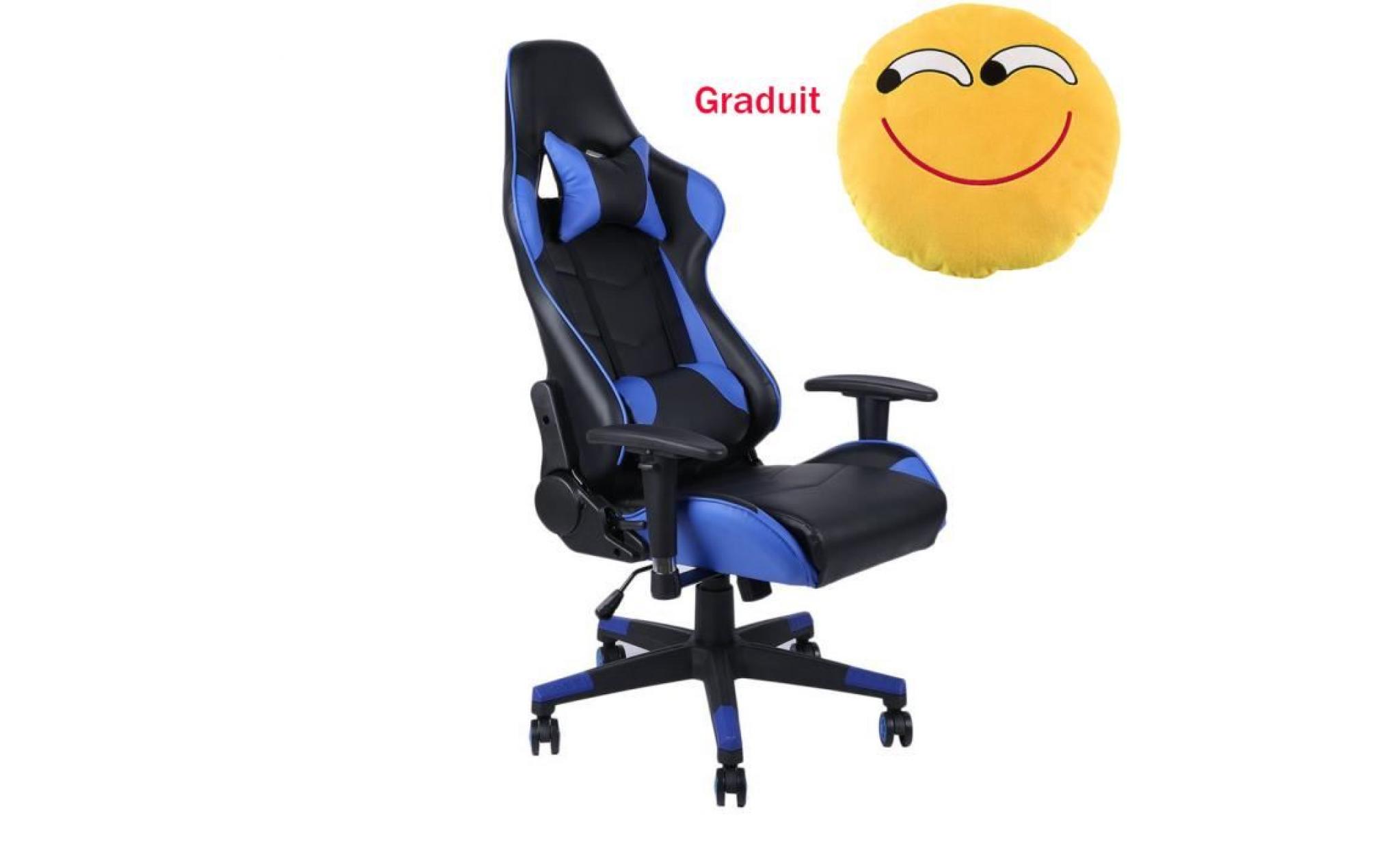 chaise fauteuil siège bureau racing gaming chaise réglable en cuir+ poupée oreiller