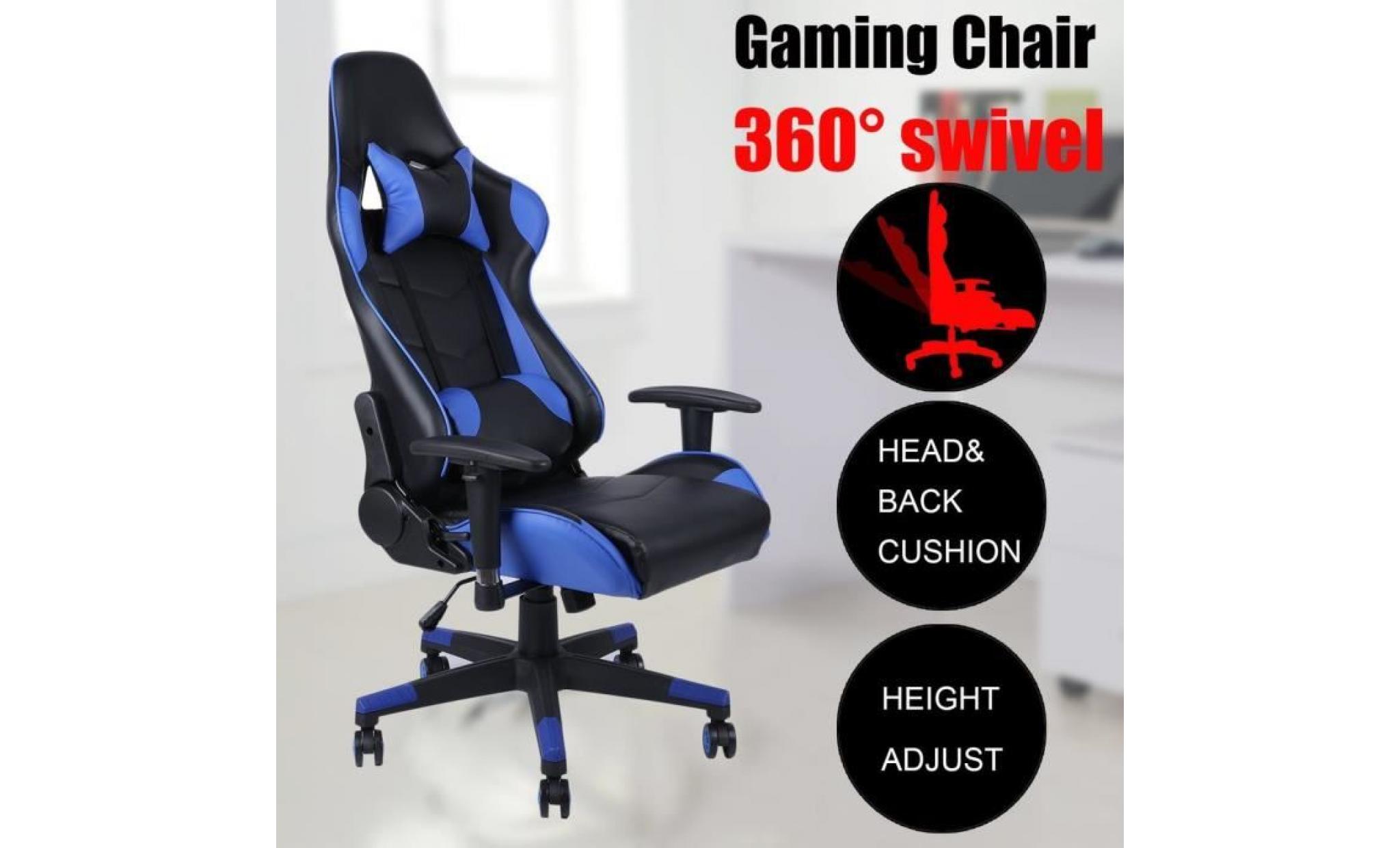 chaise fauteuil siège bureau racing gaming chaise réglable en cuir dossier haut pas cher