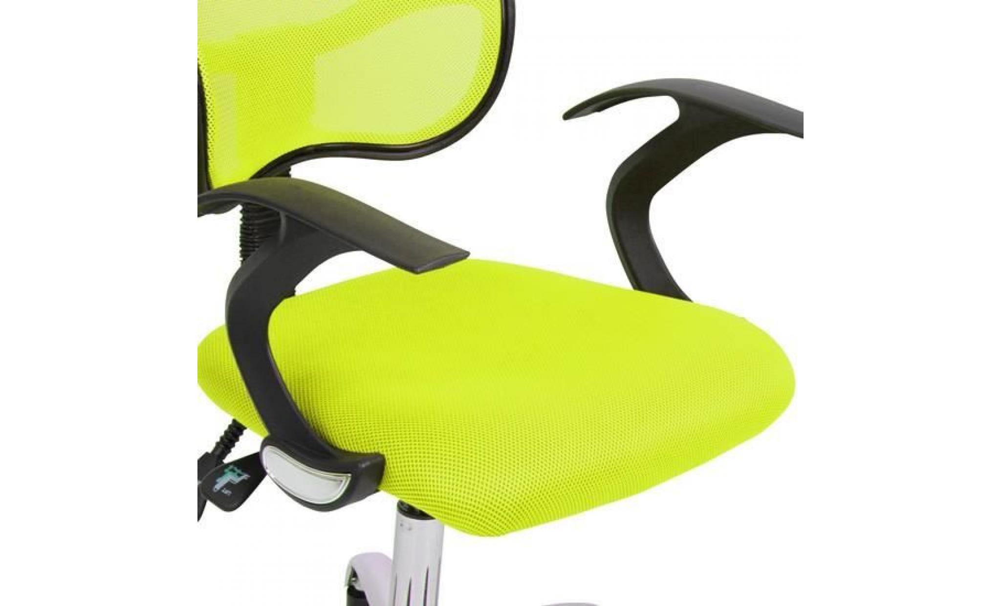 chaise fauteuil siège de bureau ergonomique avec dossier réglable et appui tête vert pas cher