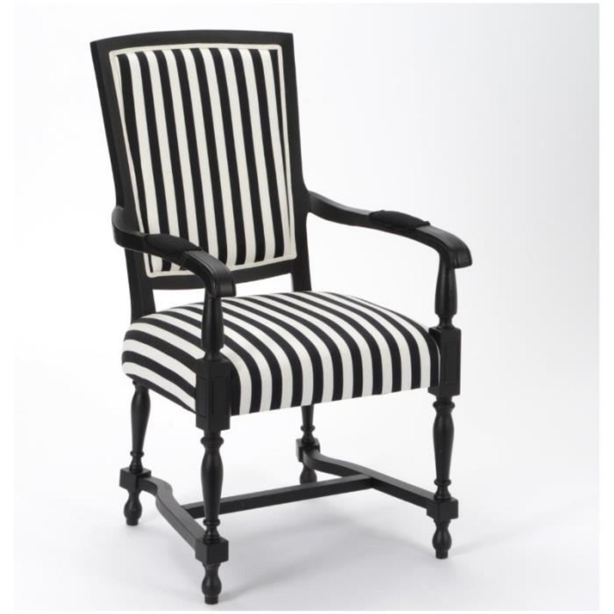 Chaise fauteuil style Henry rayé noir et blanc
