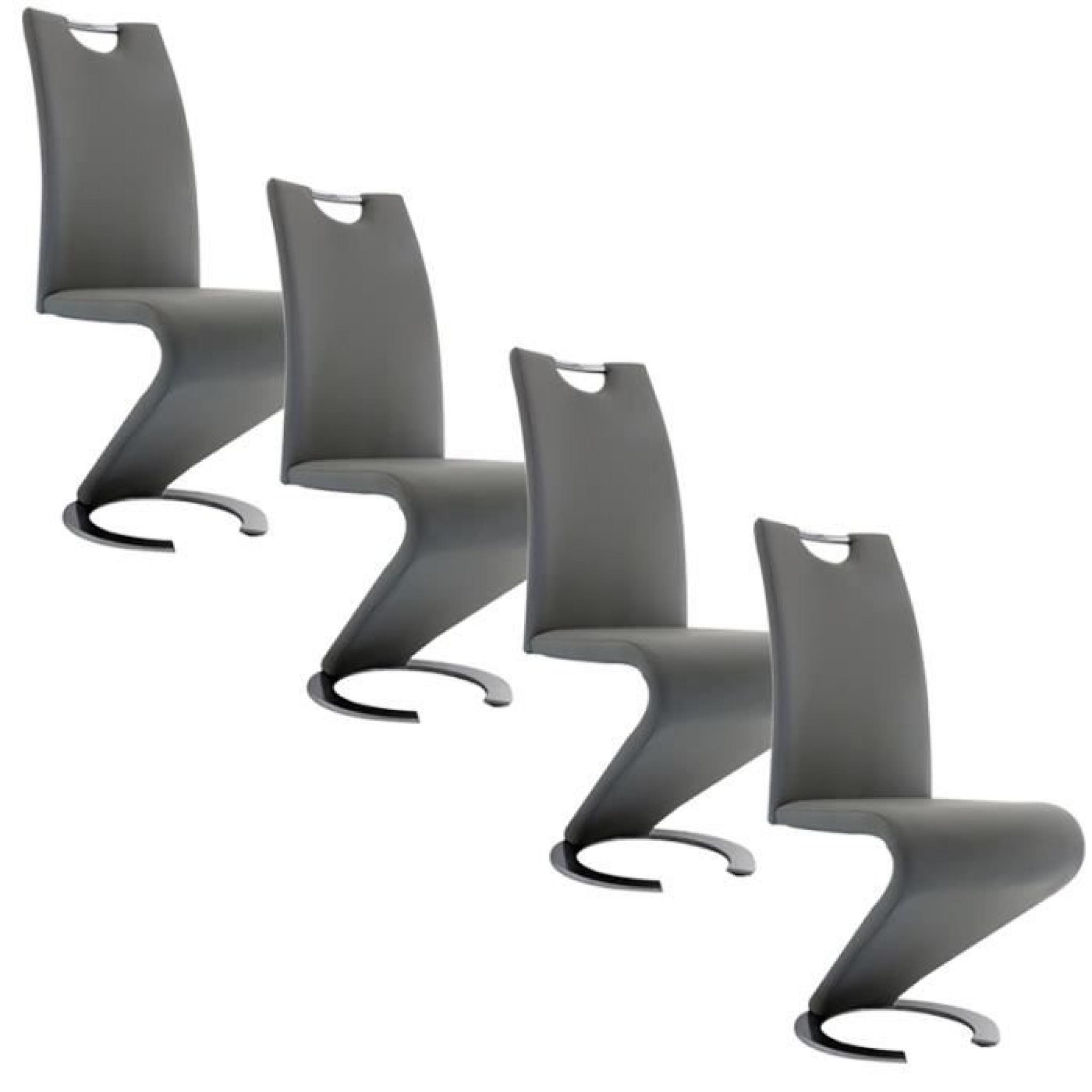 Chaise grise design pieds chromé KIZA lot de 4