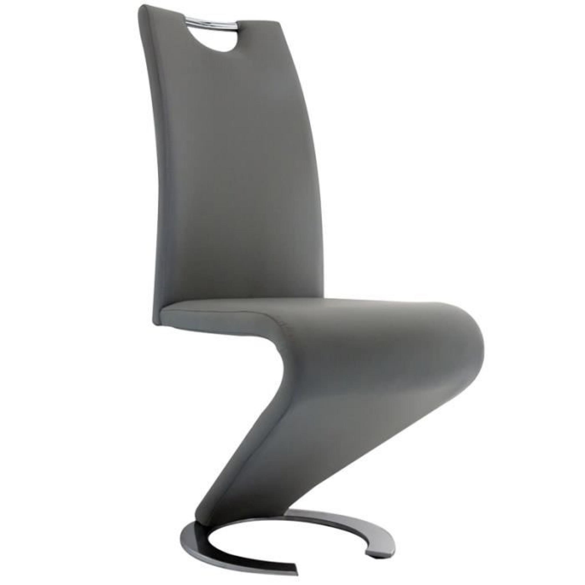 Chaise grise design pieds chromé KIZA lot de 4 pas cher