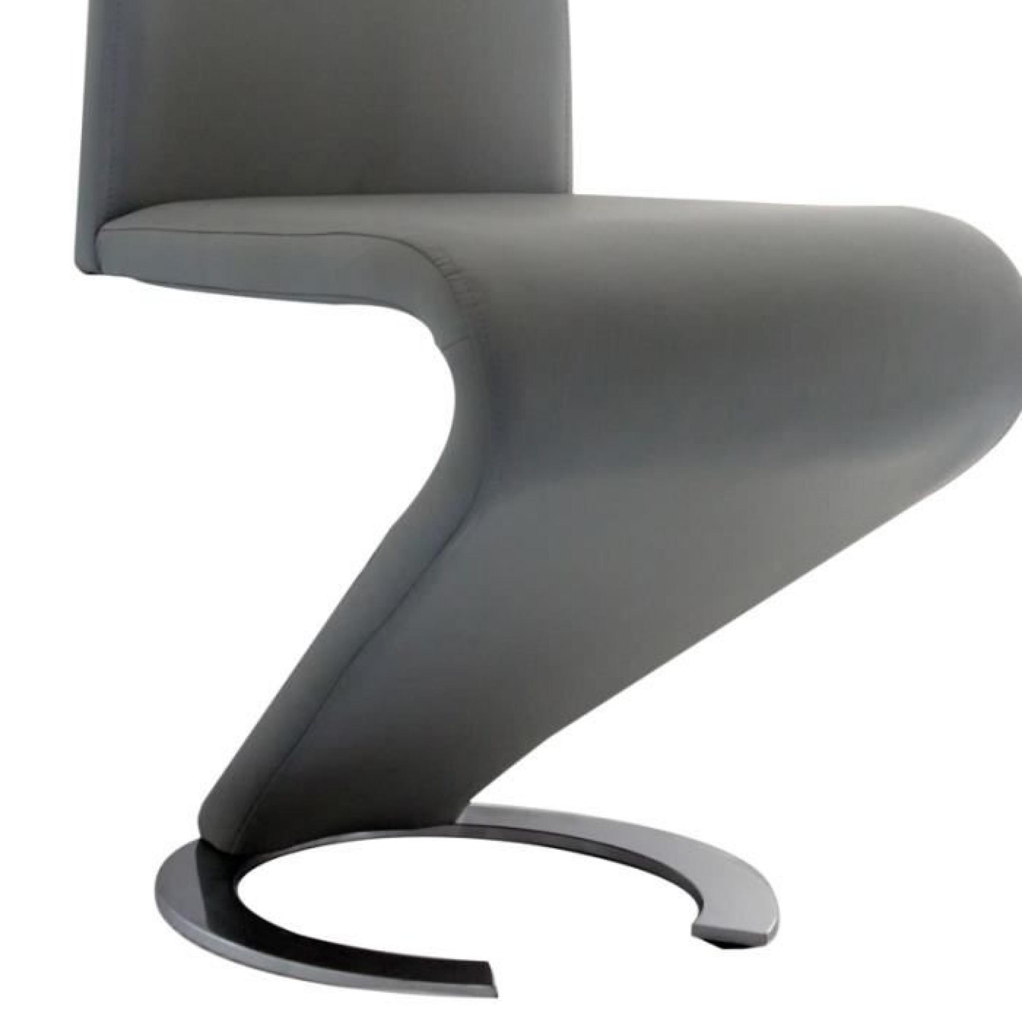 Chaise grise design pieds chromé KIZA lot de 4 pas cher
