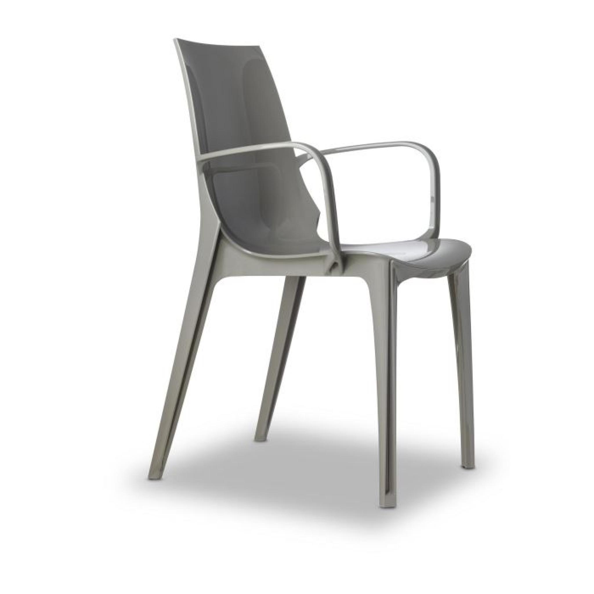 Chaise grise glossy design avec accoudoirs - VA…