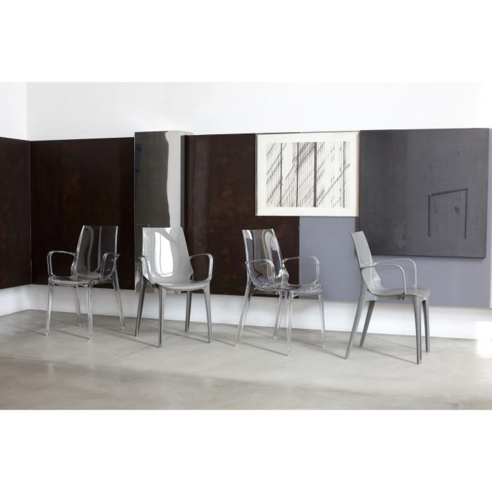 Chaise grise glossy design avec accoudoirs - VA… pas cher