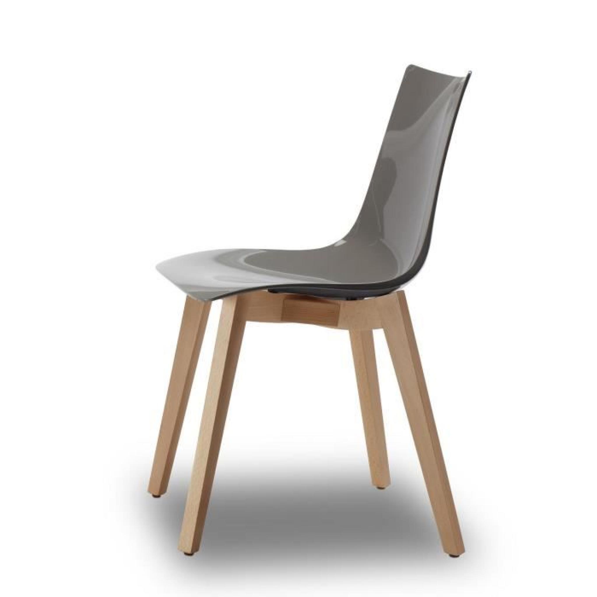 Chaise grise taupe design avec pieds bois natur…