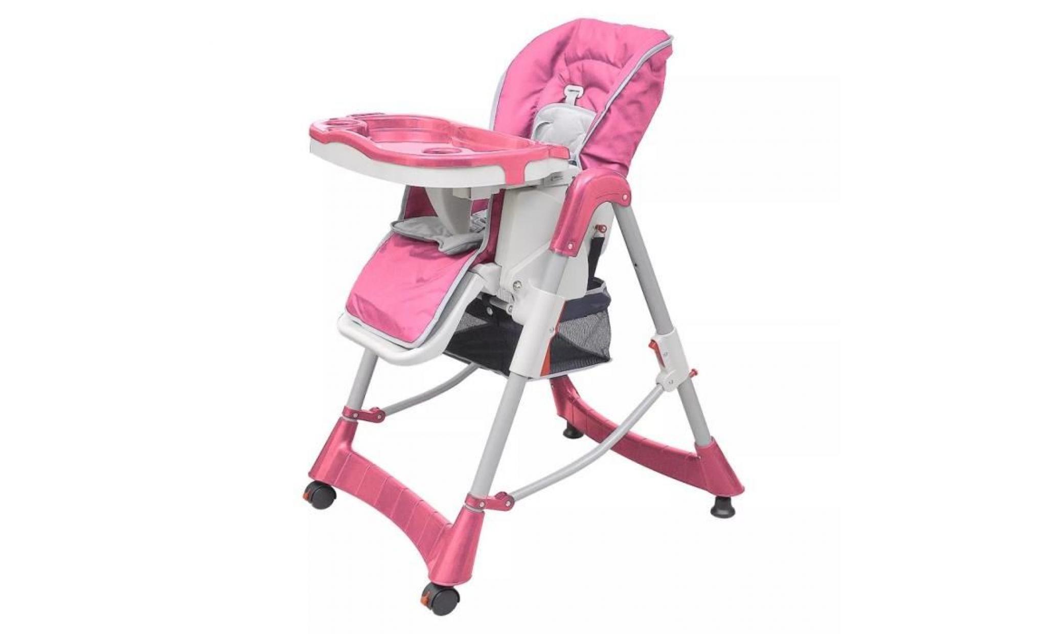 chaise haute deluxe et réhausseur bébé couleur rose