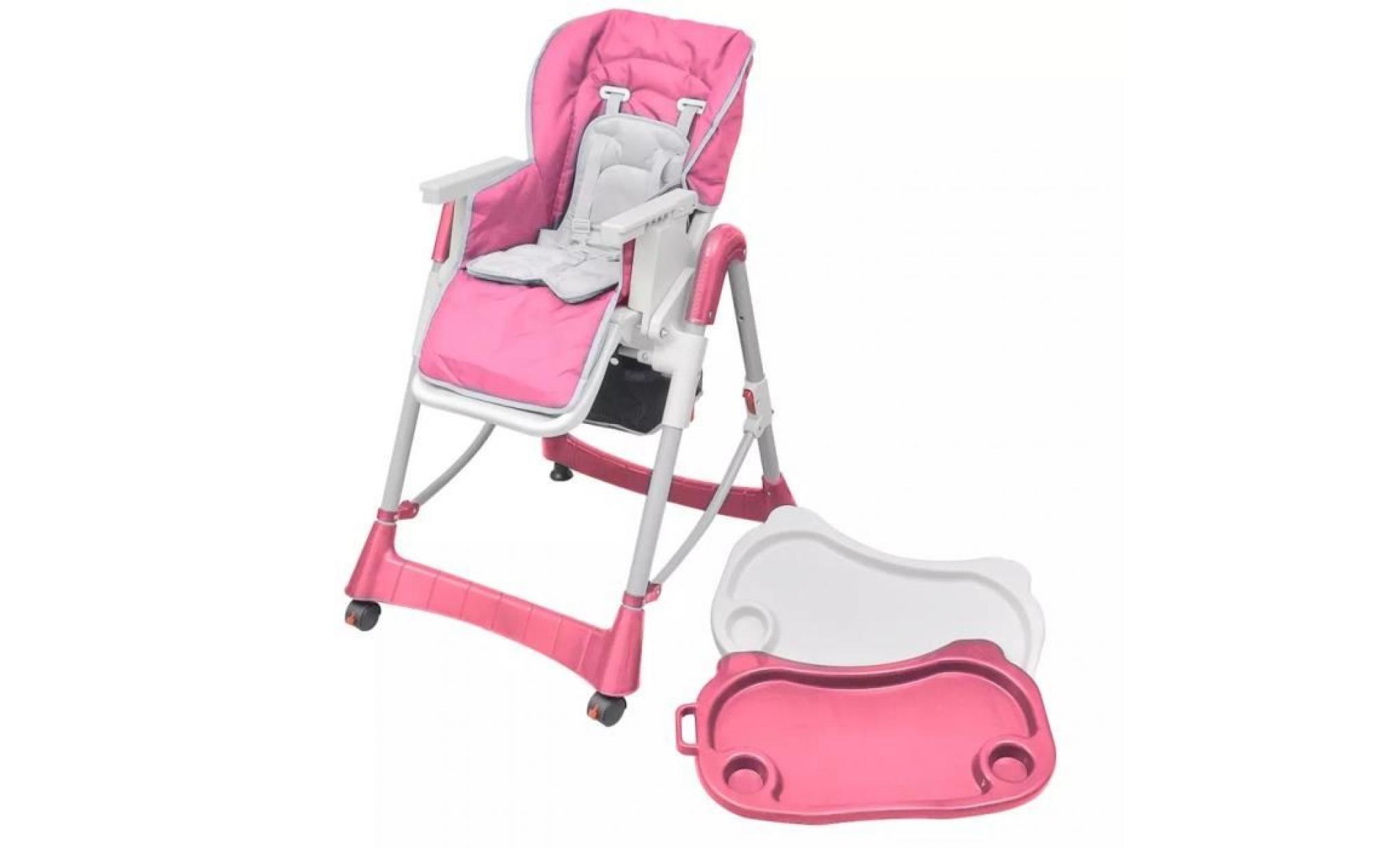 chaise haute deluxe et réhausseur bébé couleur rose pas cher