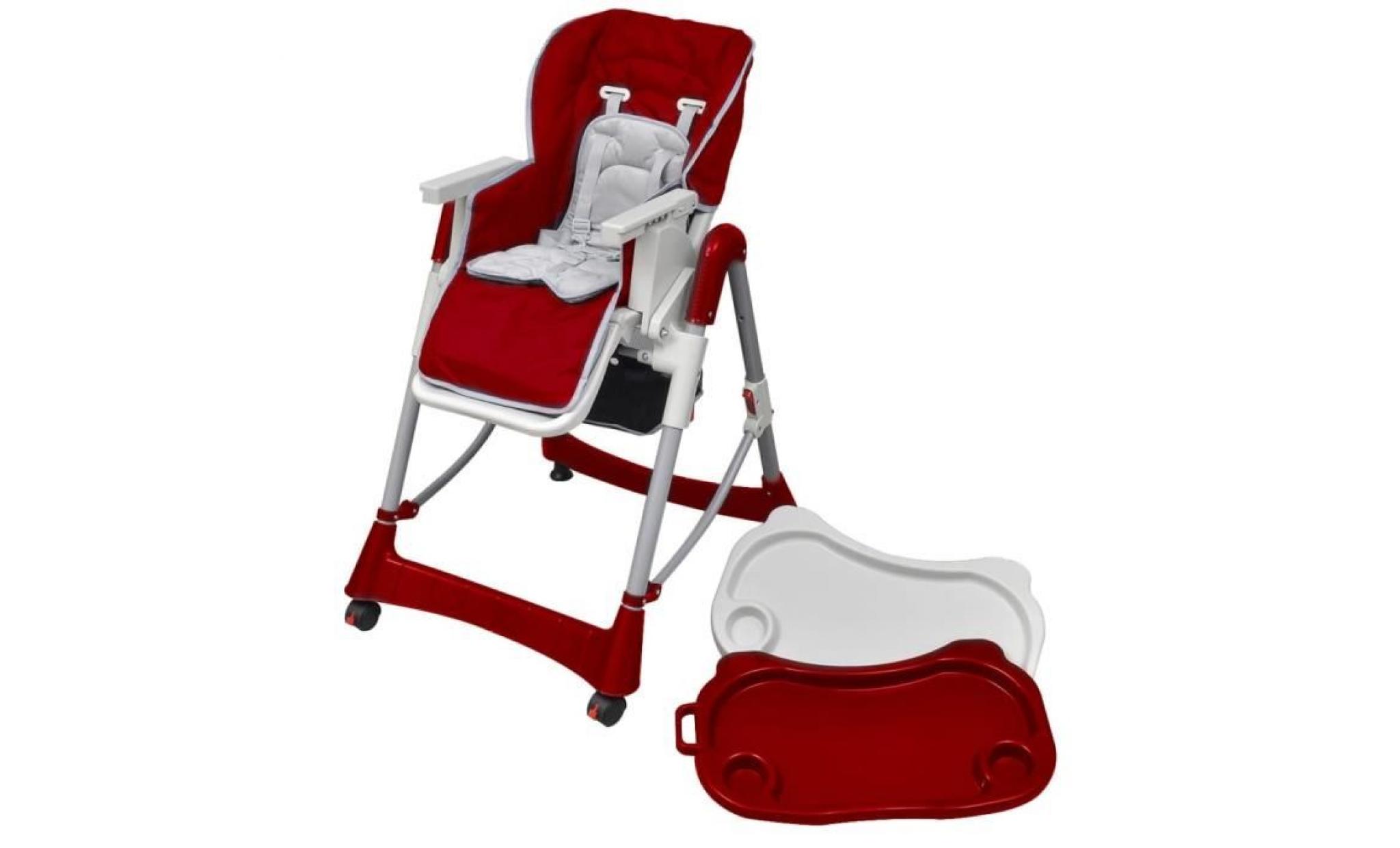 chaise haute deluxe et réhausseur bébé couleur rouge bordeaux pas cher