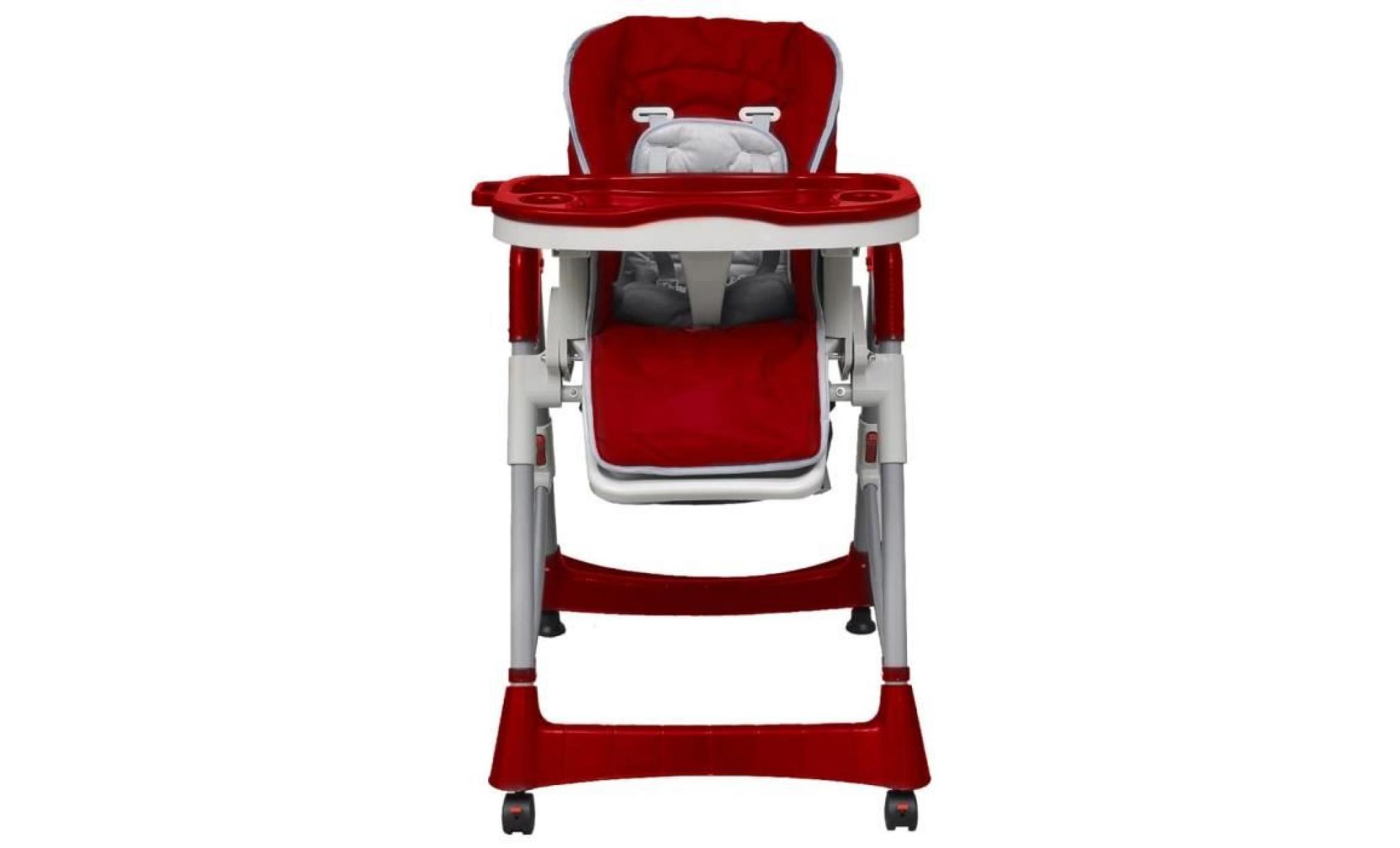 chaise haute deluxe et réhausseur bébé couleur rouge bordeaux pas cher