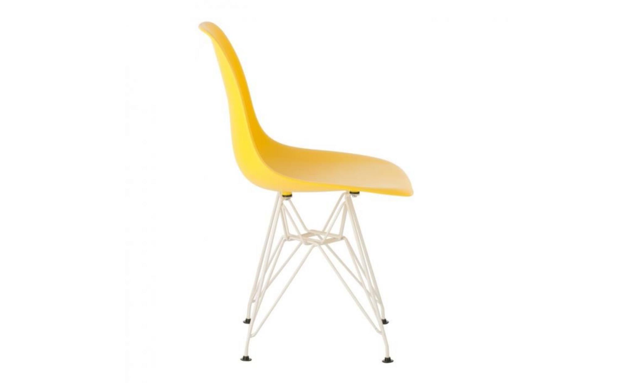 chaise ims métal jaune fresia blanc pas cher