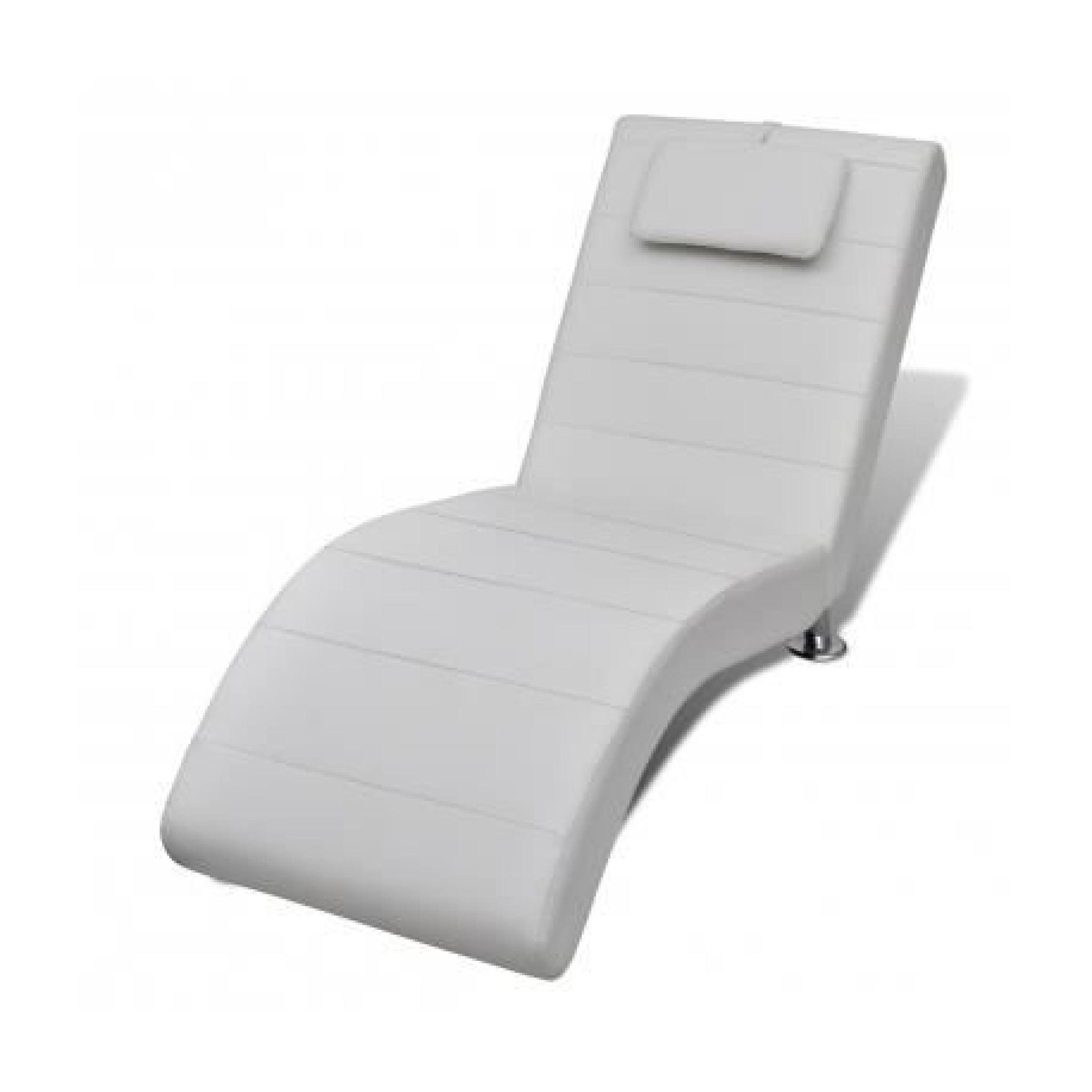 Chaise longue blanche avec 2 pieds et appui-tête