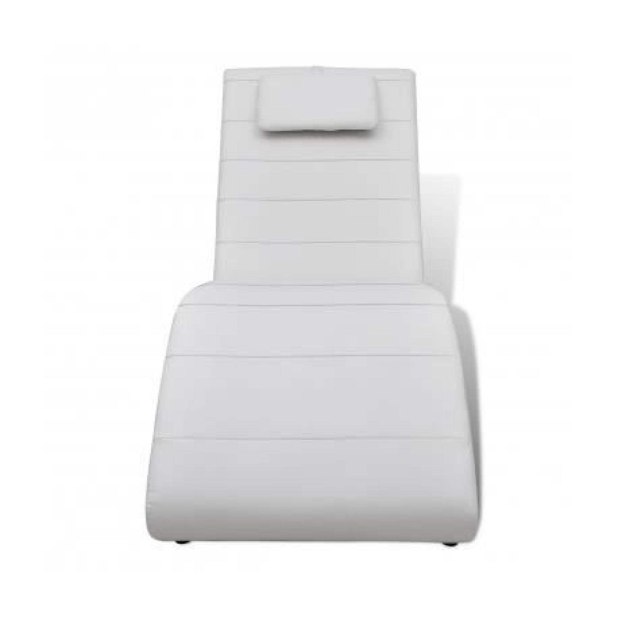Chaise longue blanche avec 2 pieds et appui-tête pas cher