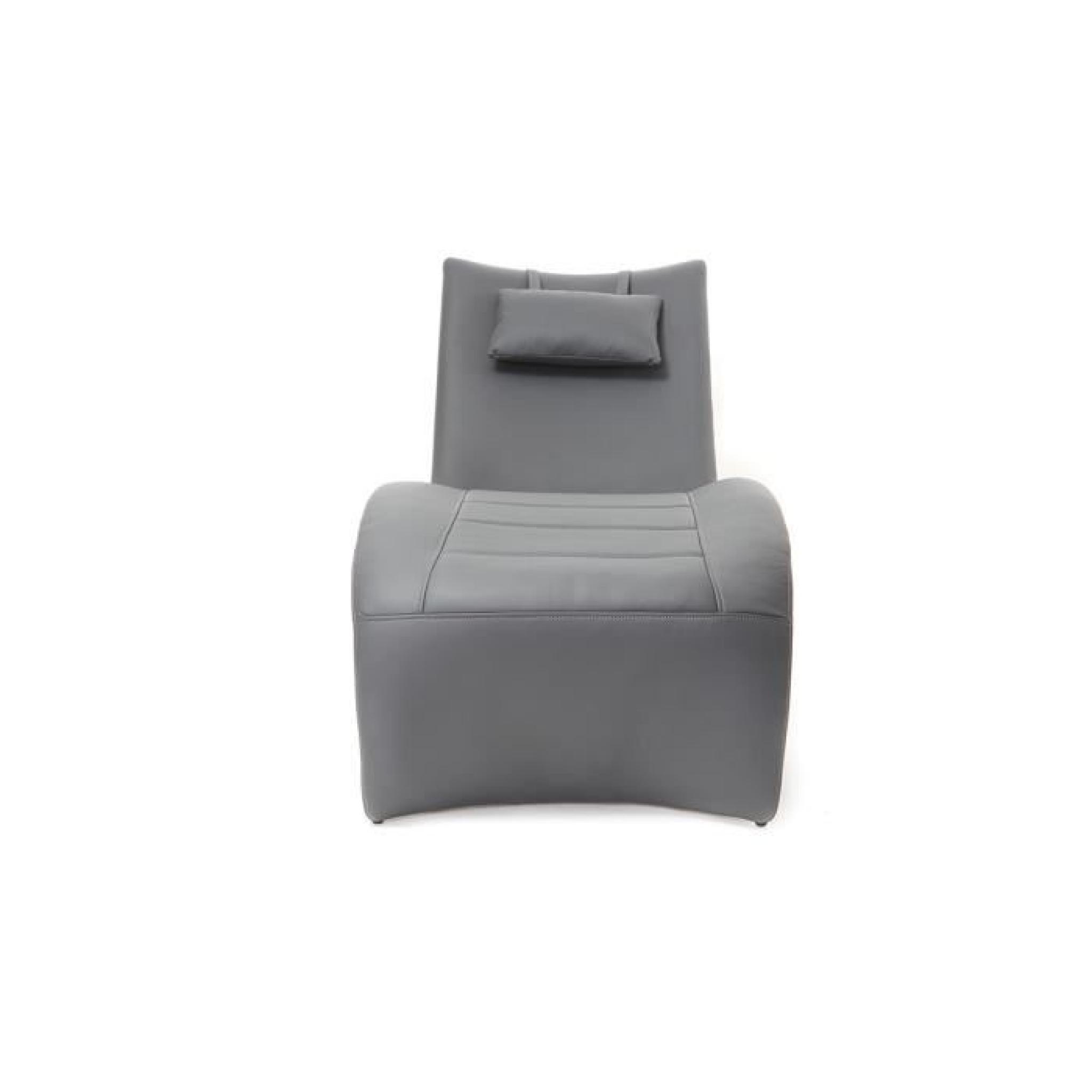 Chaise longue design gris PENSY pas cher