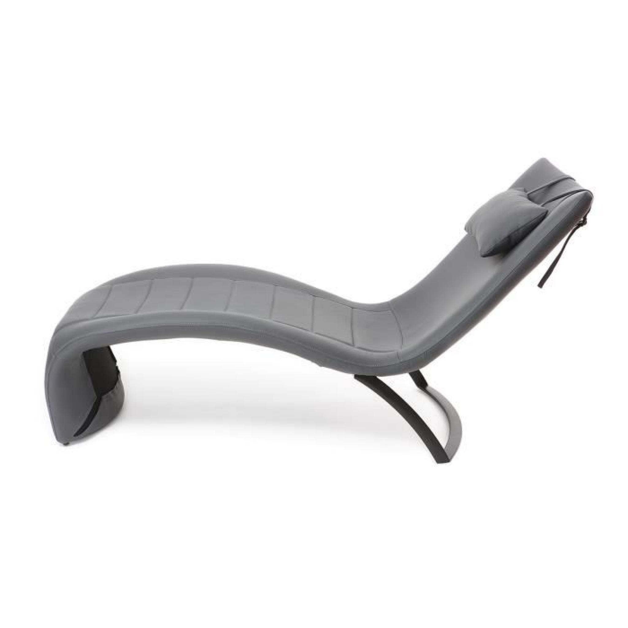 Chaise longue design gris PENSY pas cher