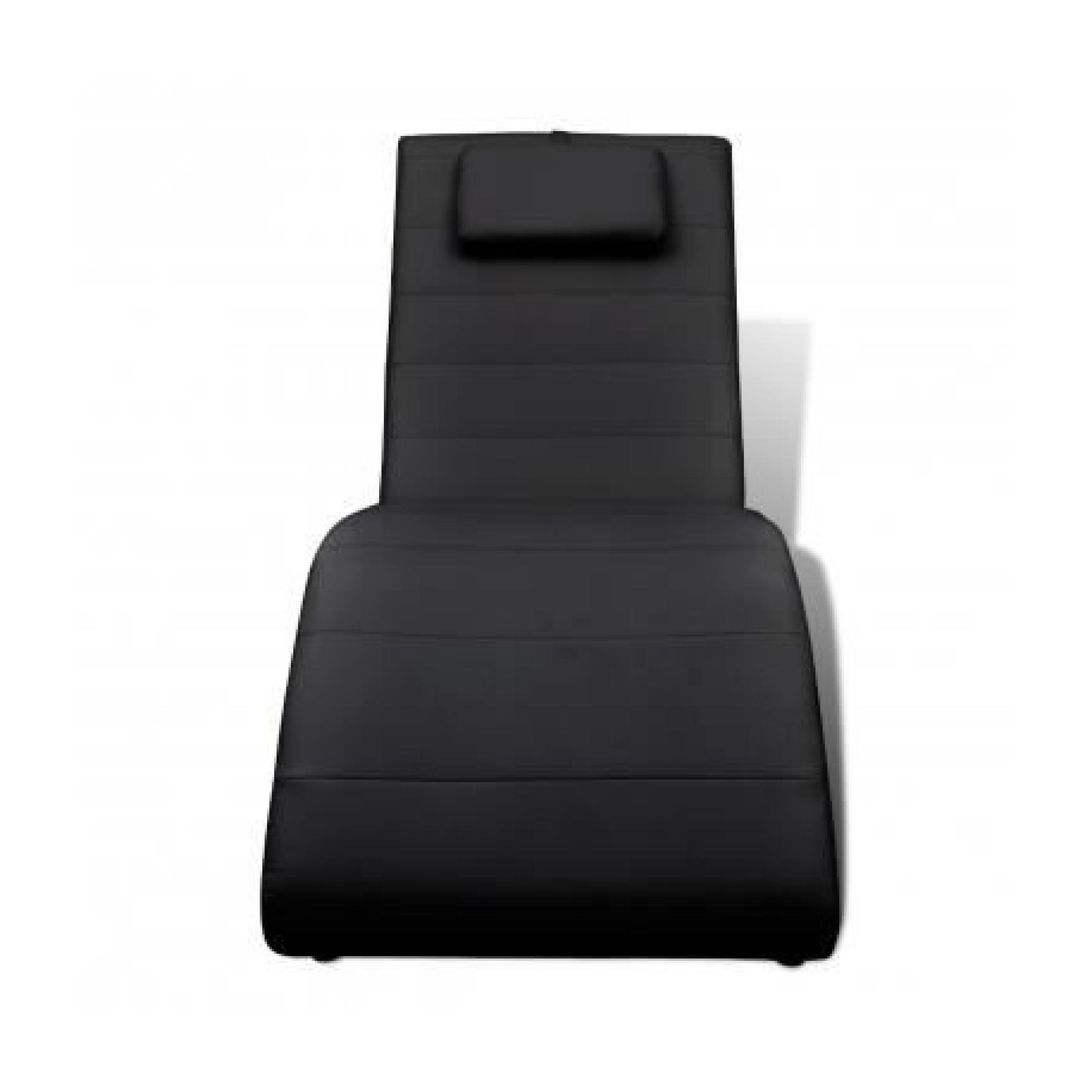 Chaise longue noire avec 2 pieds et appui-tête pas cher