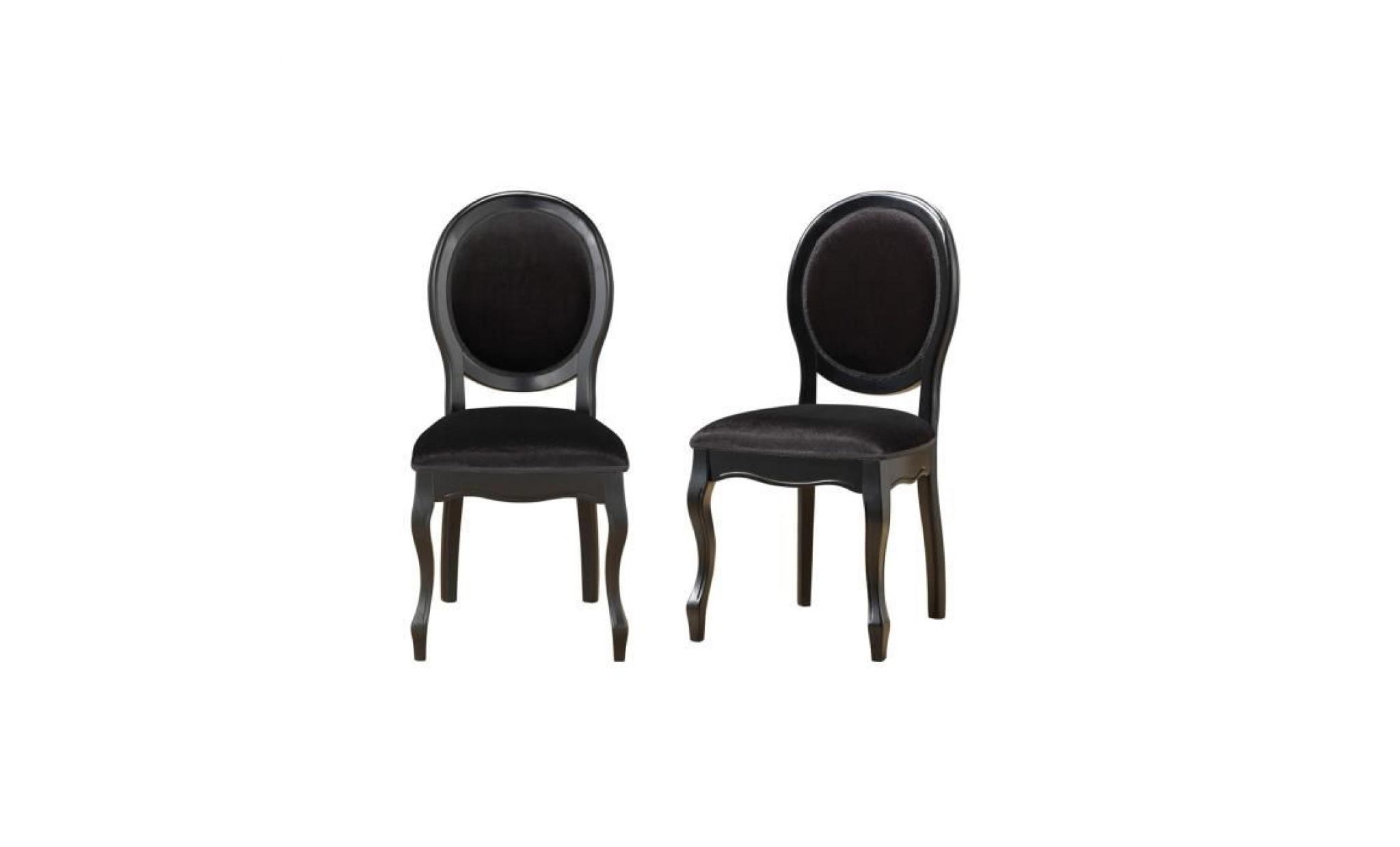 chaise médaillon en tissu (lot de 2) noir fiona