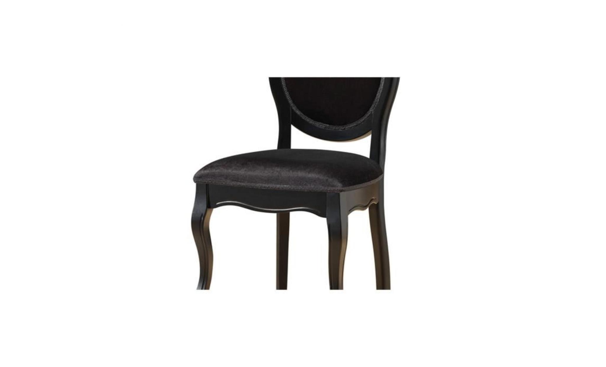 chaise médaillon en tissu (lot de 2) noir fiona pas cher
