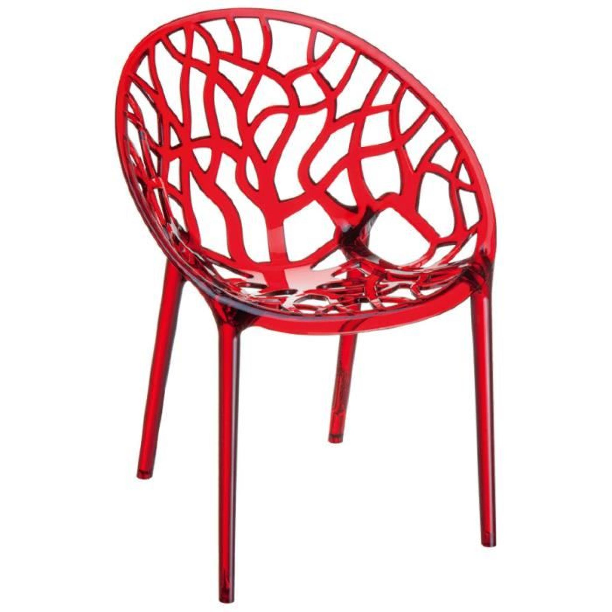 Chaise moderne ' GEO ' rouge transparent en pol...