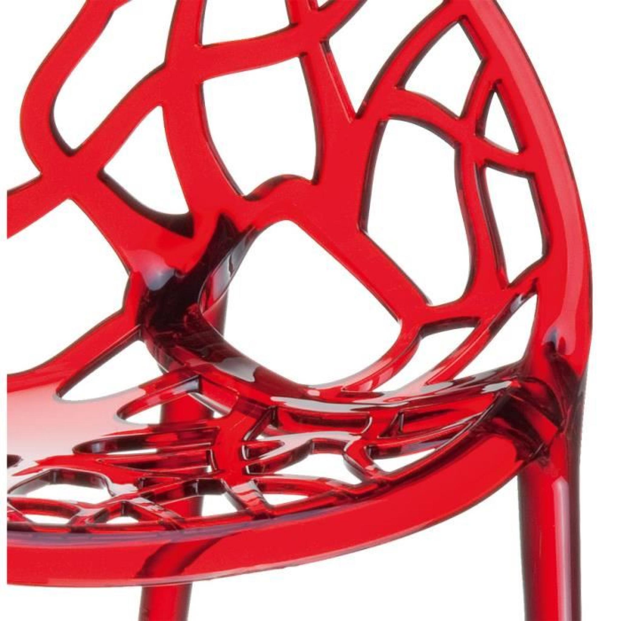 Chaise moderne ' GEO ' rouge transparent en pol... pas cher