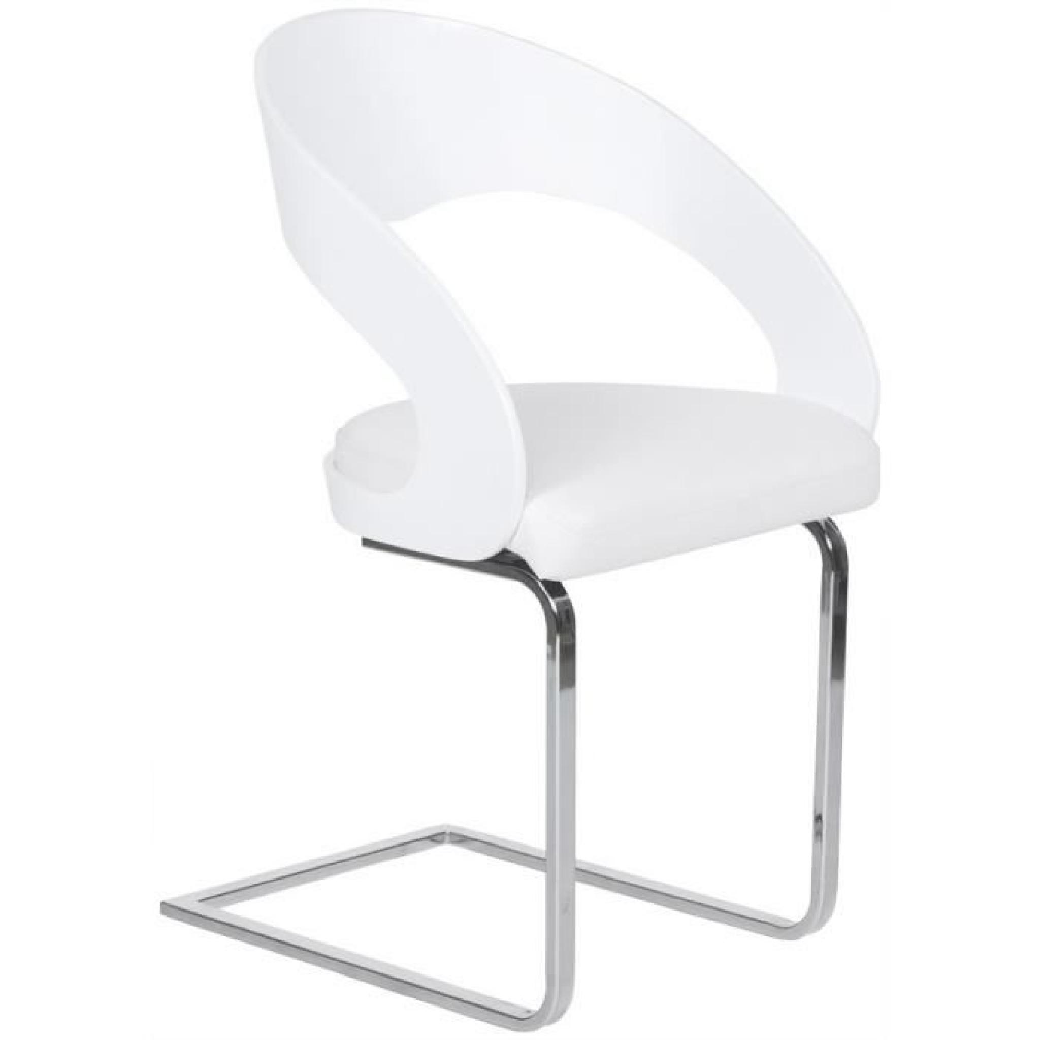 Chaise moderne 'KUBIK' similicuir blanc cassé