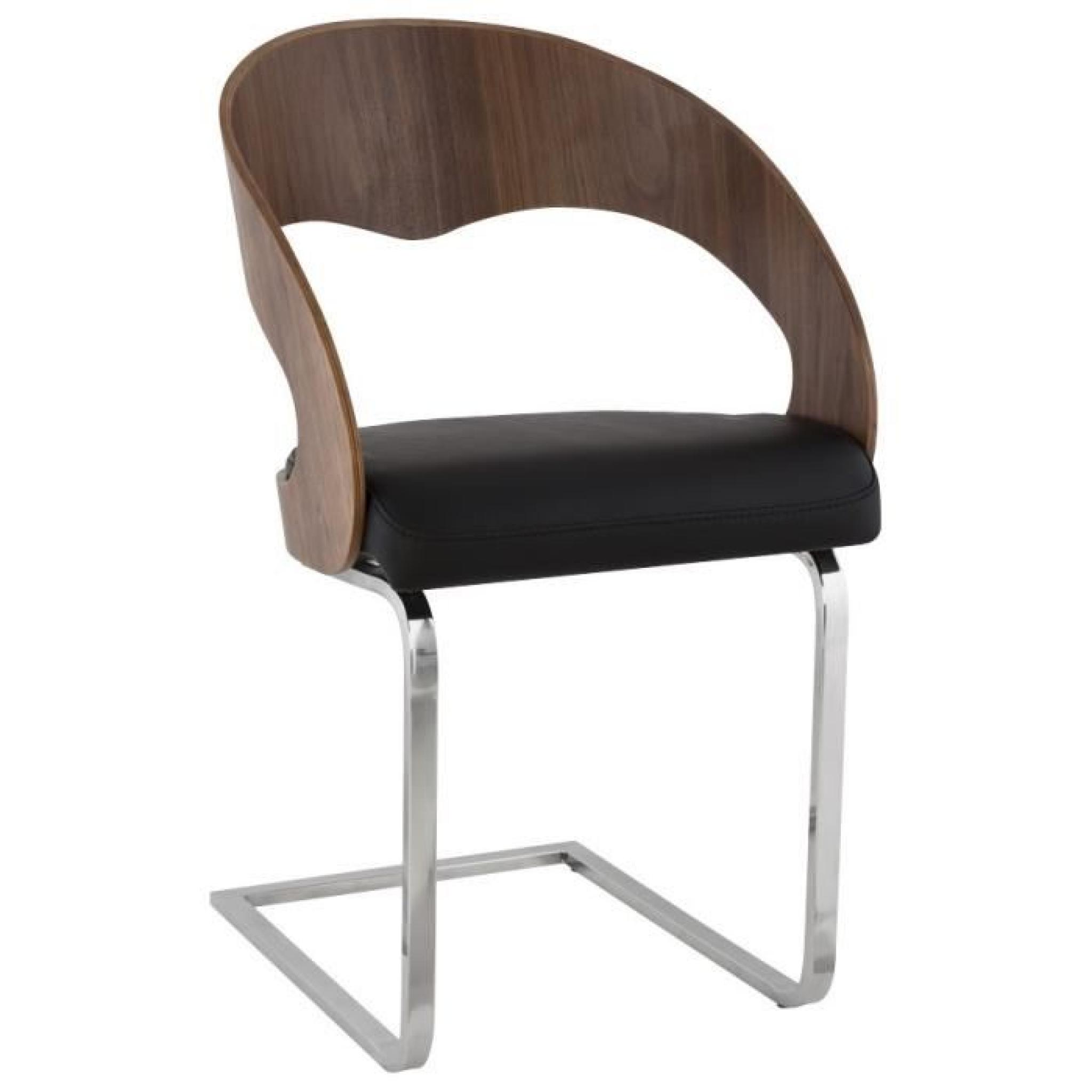 Chaise moderne 'KUBIK' similicuir noir/walnut