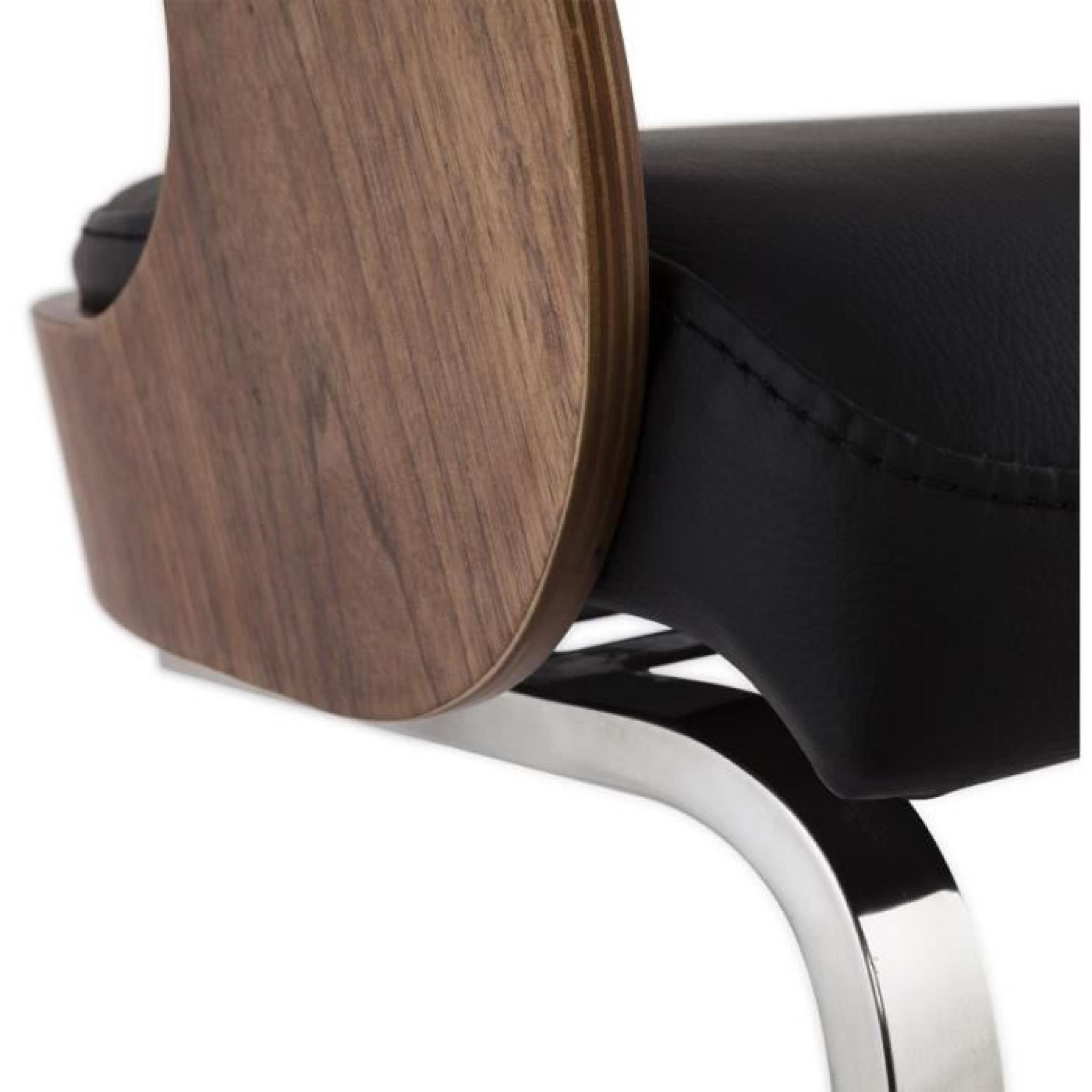 Chaise moderne 'KUBIK' similicuir noir/walnut pas cher