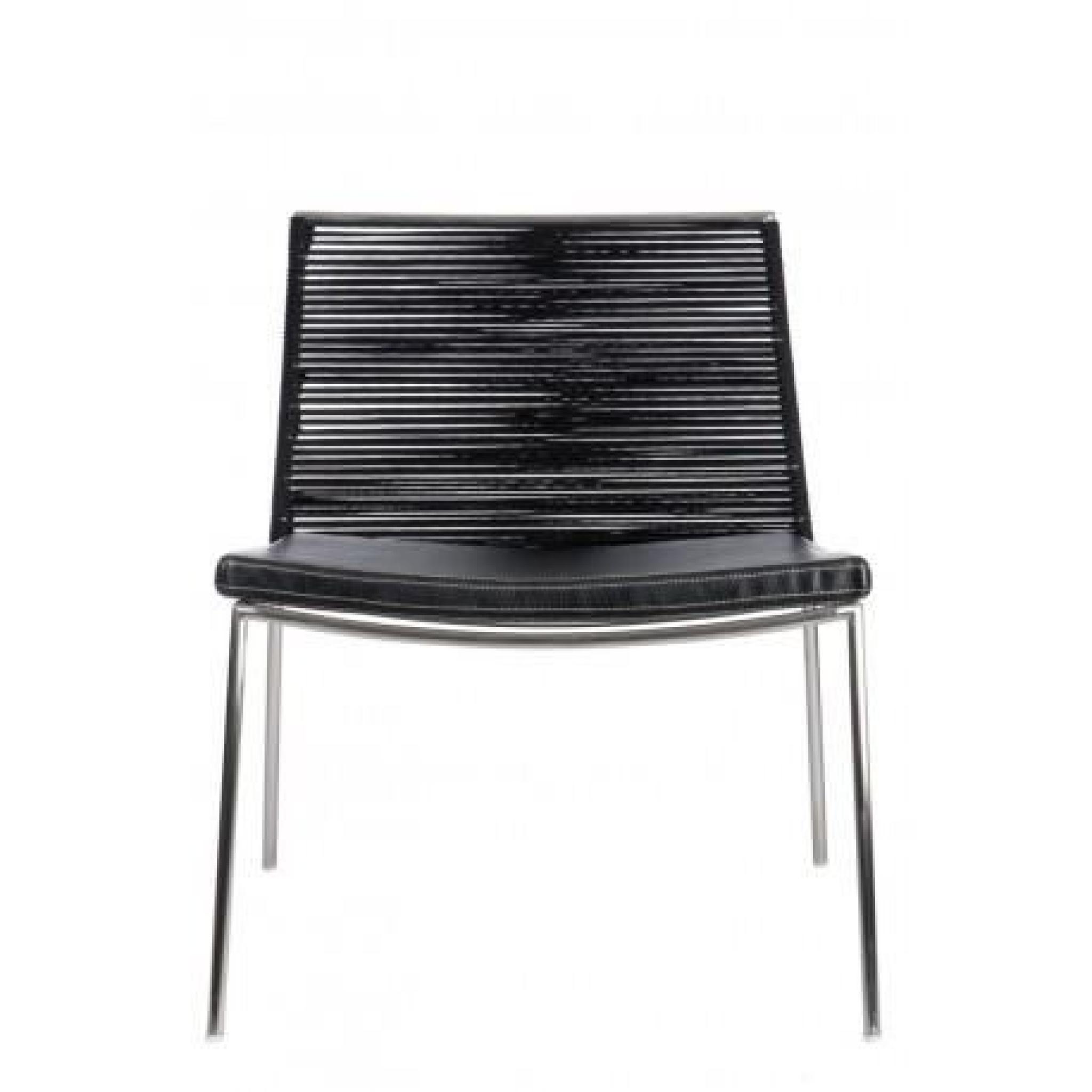 Chaise Moderne Lima En Inox Et Assise Cuir Noir/Argent 53X60X86Cm J-Line