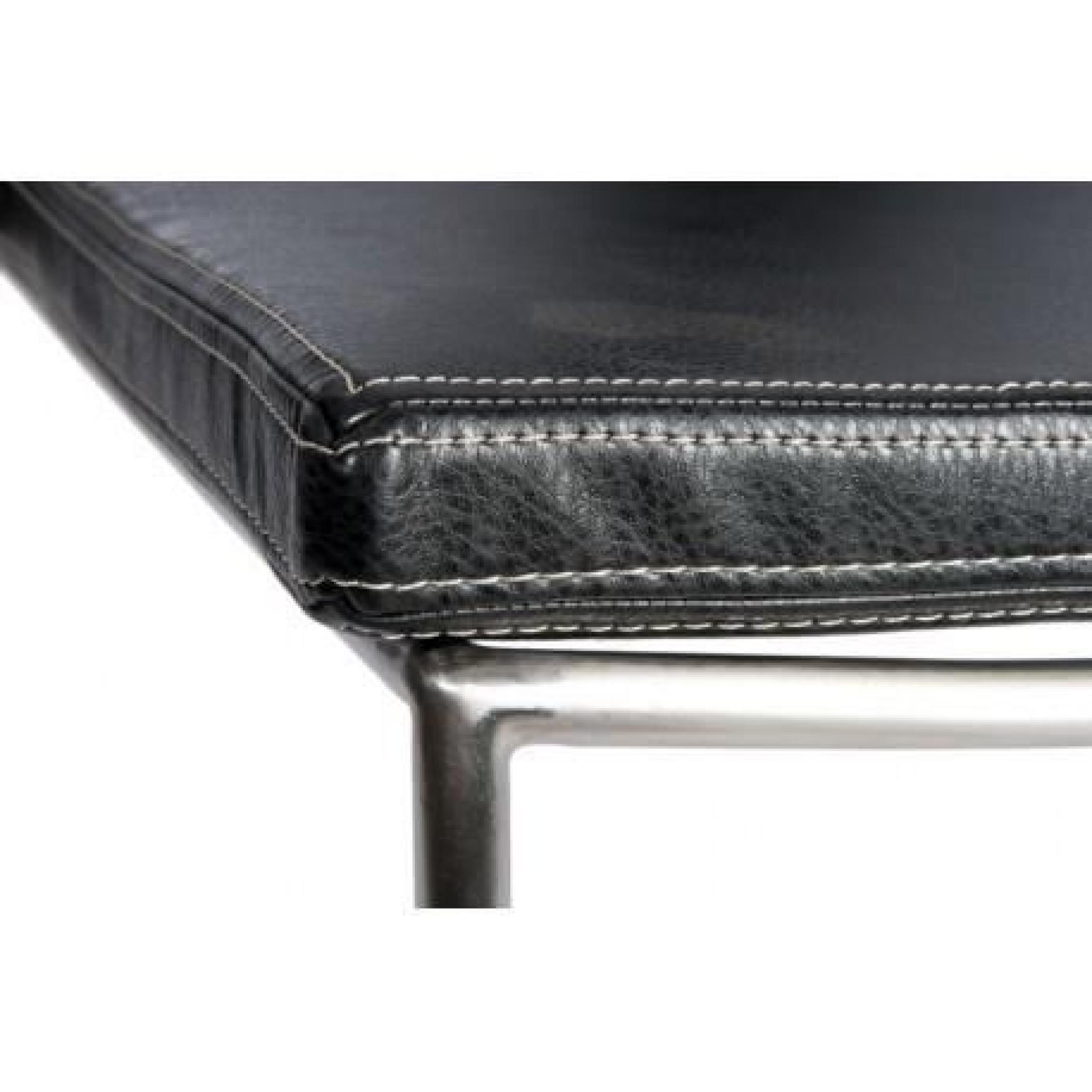 Chaise Moderne Lima En Inox Et Assise Cuir Noir/Argent 53X60X86Cm J-Line pas cher